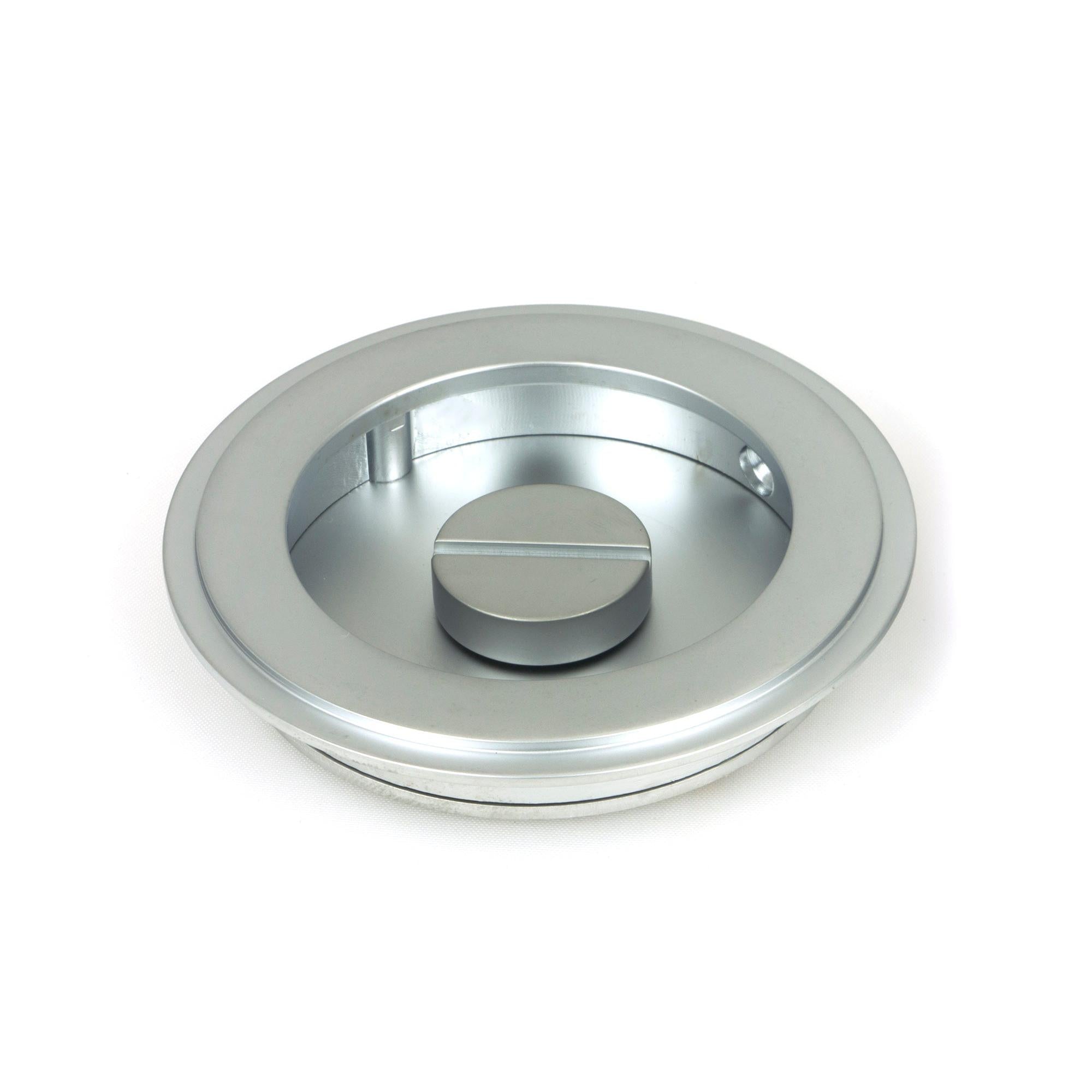 Satin Chrome 75mm Art Deco Round Pull - Privacy Set | From The Anvil - Cabinet Pulls - From The Anvil - Yester Home
