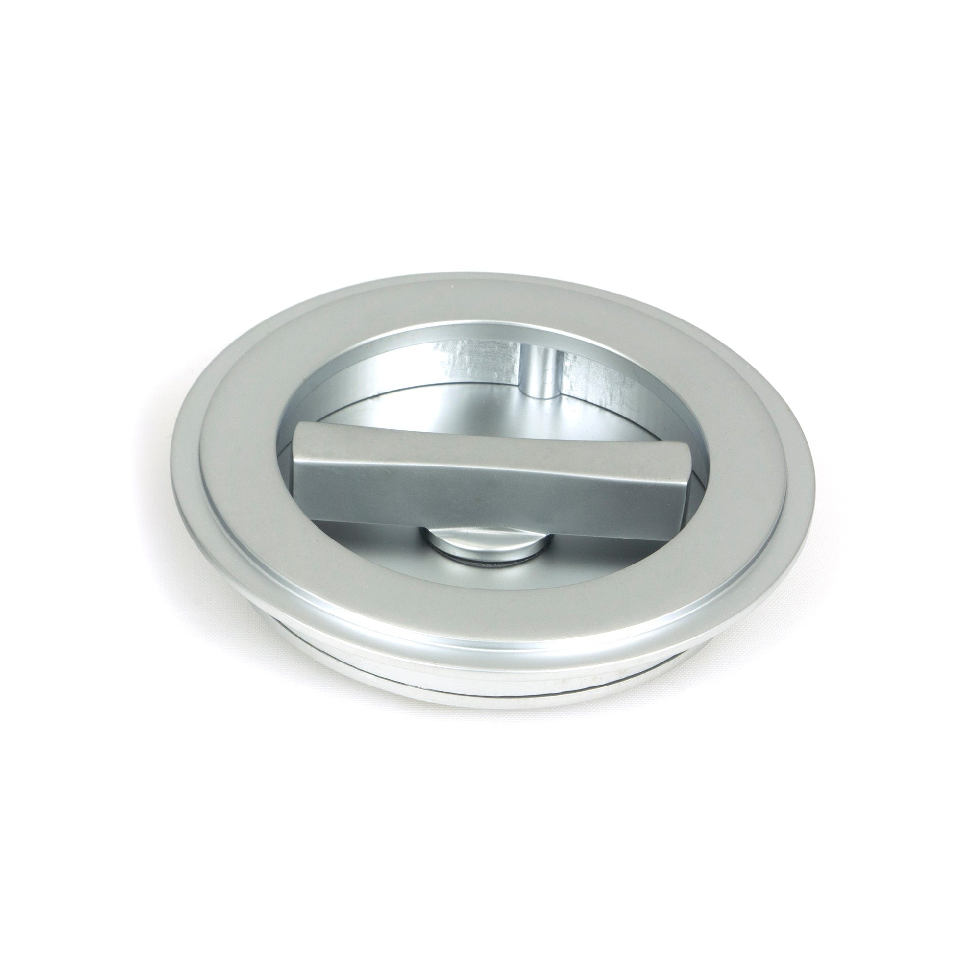 Satin Chrome 75mm Art Deco Round Pull - Privacy Set | From The Anvil-Cabinet Pulls-Yester Home