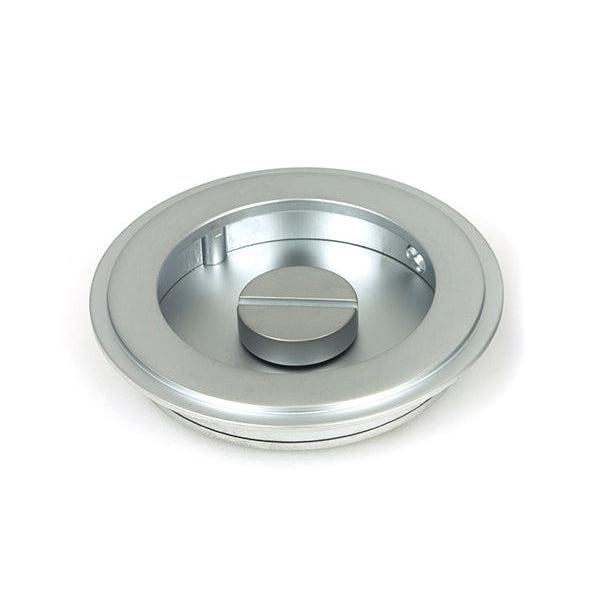 Satin Chrome 75mm Art Deco Round Pull - Privacy Set | From The Anvil-Cabinet Pulls-Yester Home