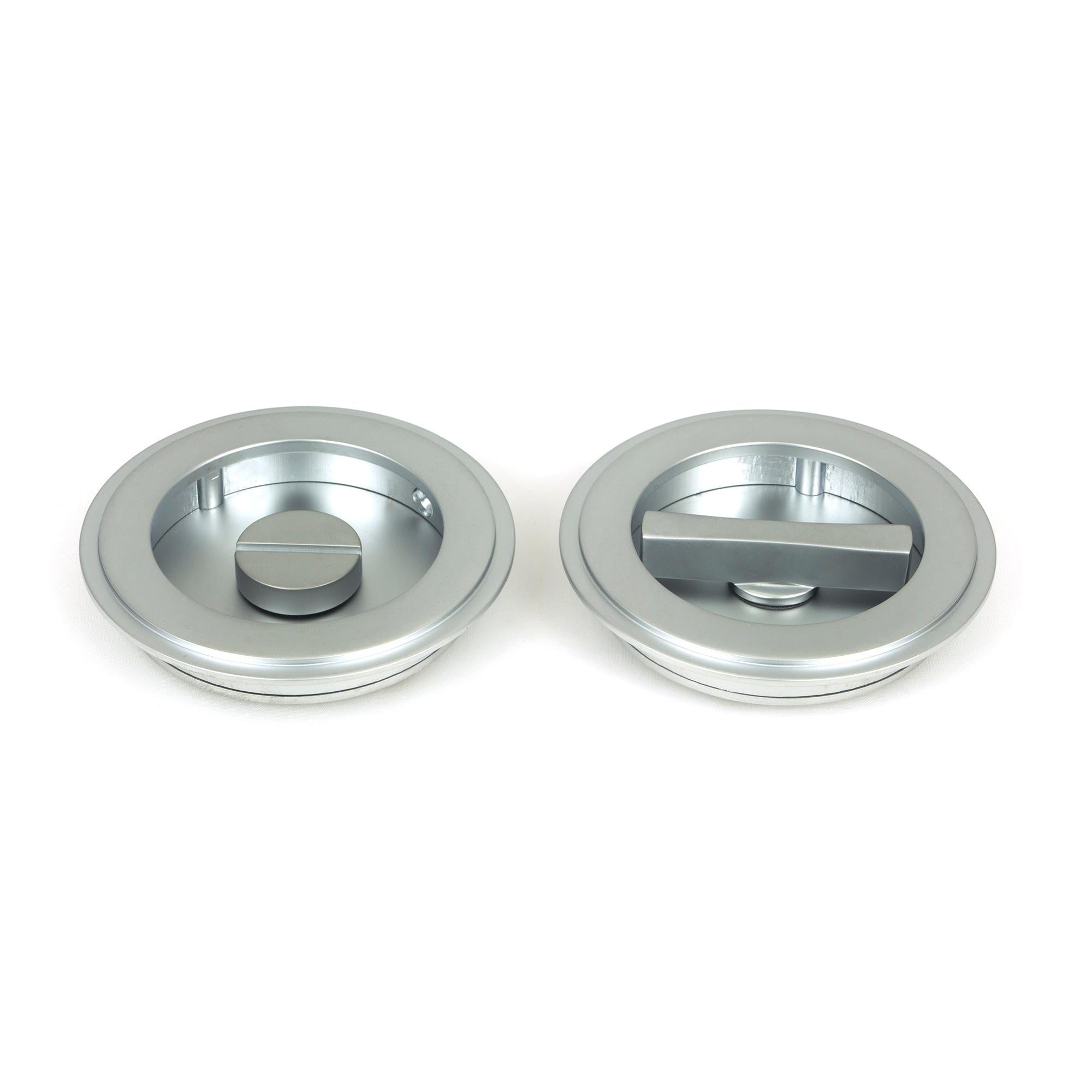 Satin Chrome 75mm Art Deco Round Pull - Privacy Set | From The Anvil - Cabinet Pulls - From The Anvil - Yester Home