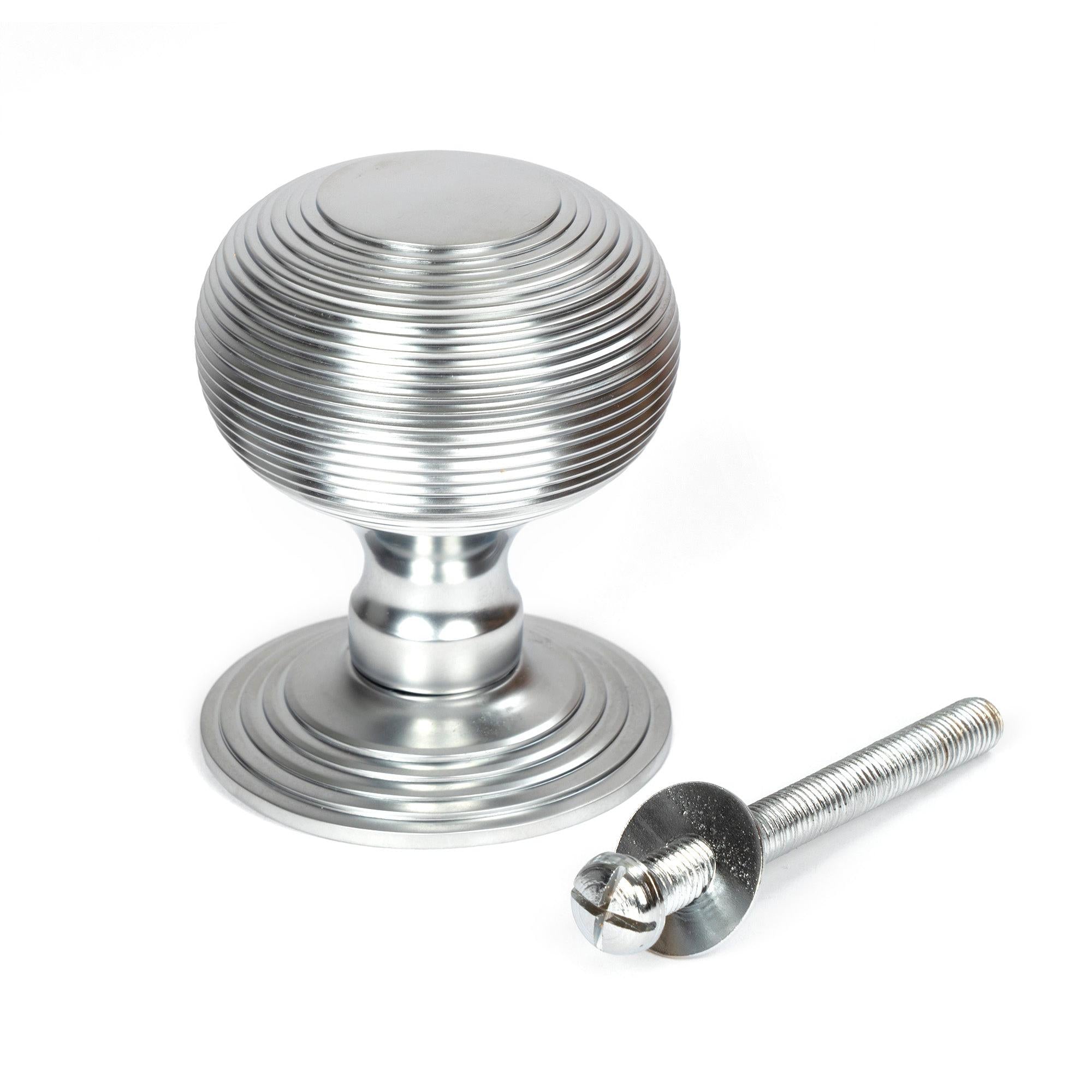 Satin Chrome Beehive Centre Door Knob | From The Anvil - Centre Door Knobs - From The Anvil - Yester Home