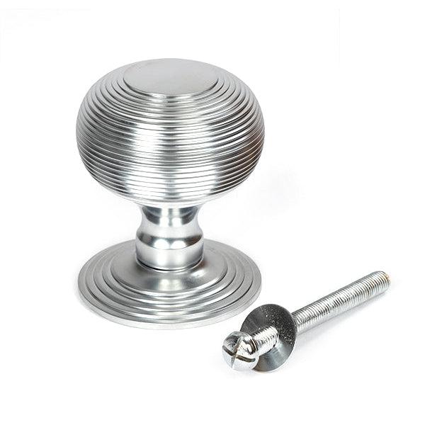 Satin Chrome Beehive Centre Door Knob | From The Anvil-Centre Door Knobs-Yester Home