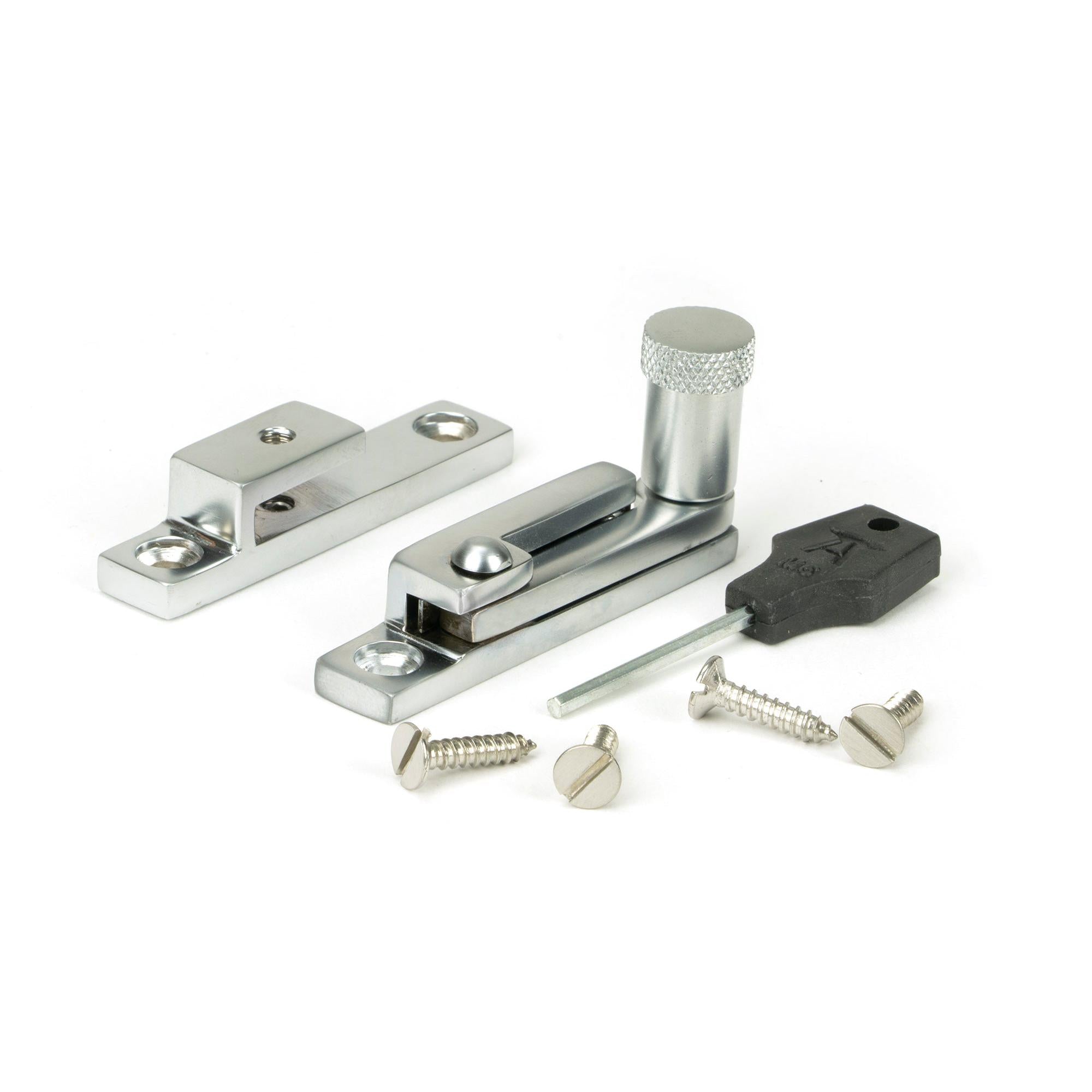 Satin Chrome Brompton Quadrant Fastener - Narrow | From The Anvil - Quadrant Fasteners - From The Anvil - Yester Home