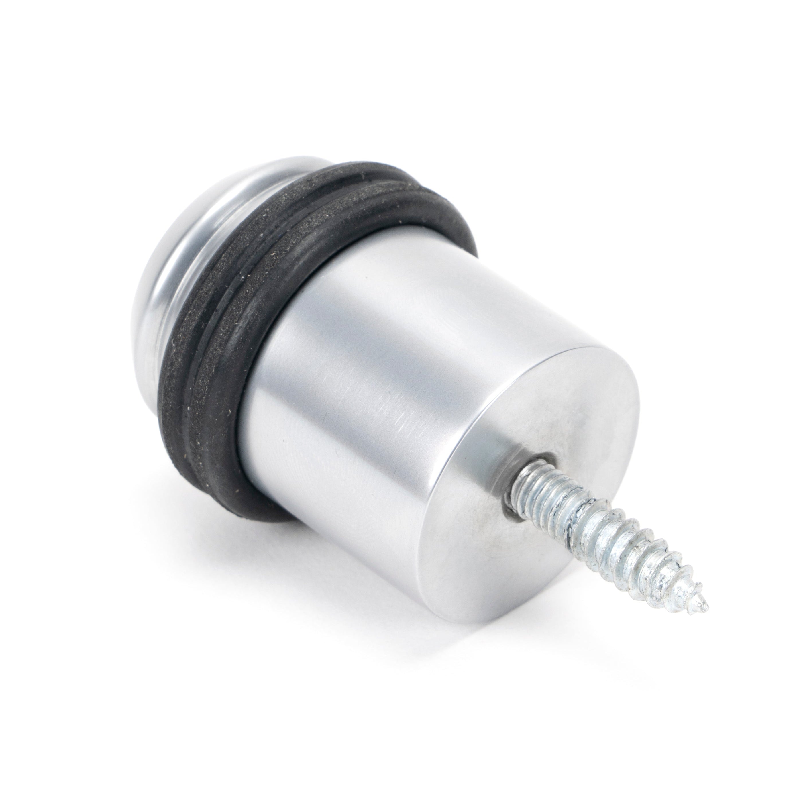 Satin Chrome Floor Mounted Door Stop | From The Anvil-Door Stops-Yester Home
