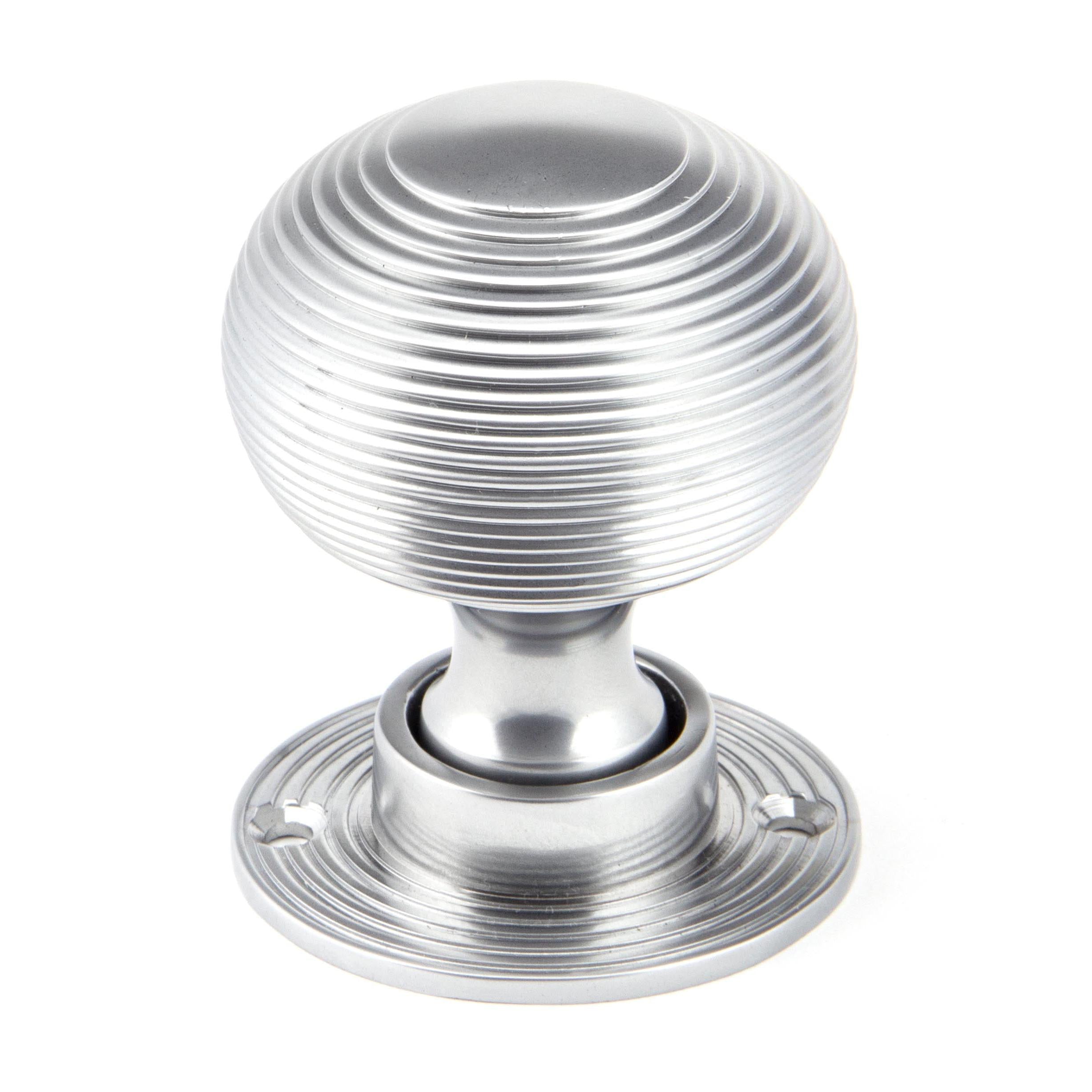 Satin Chrome Heavy Beehive Mortice/Rim Knob Set | From The Anvil - Mortice Knobs - From The Anvil - Yester Home