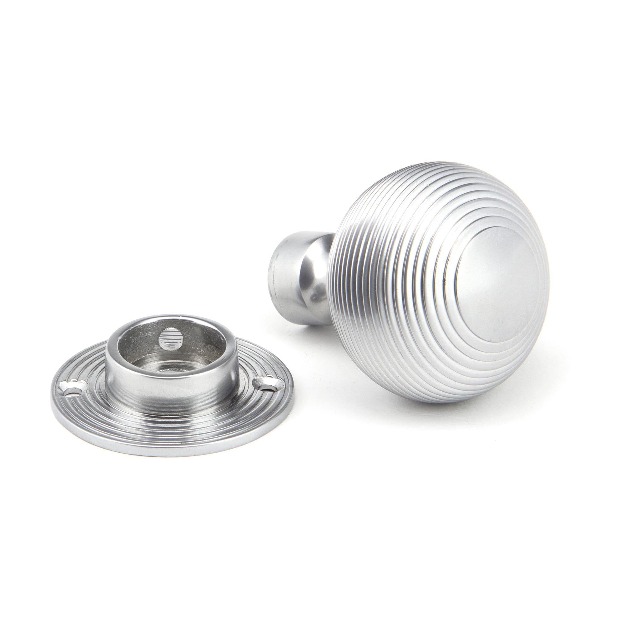 Satin Chrome Heavy Beehive Mortice/Rim Knob Set | From The Anvil - Mortice Knobs - From The Anvil - Yester Home