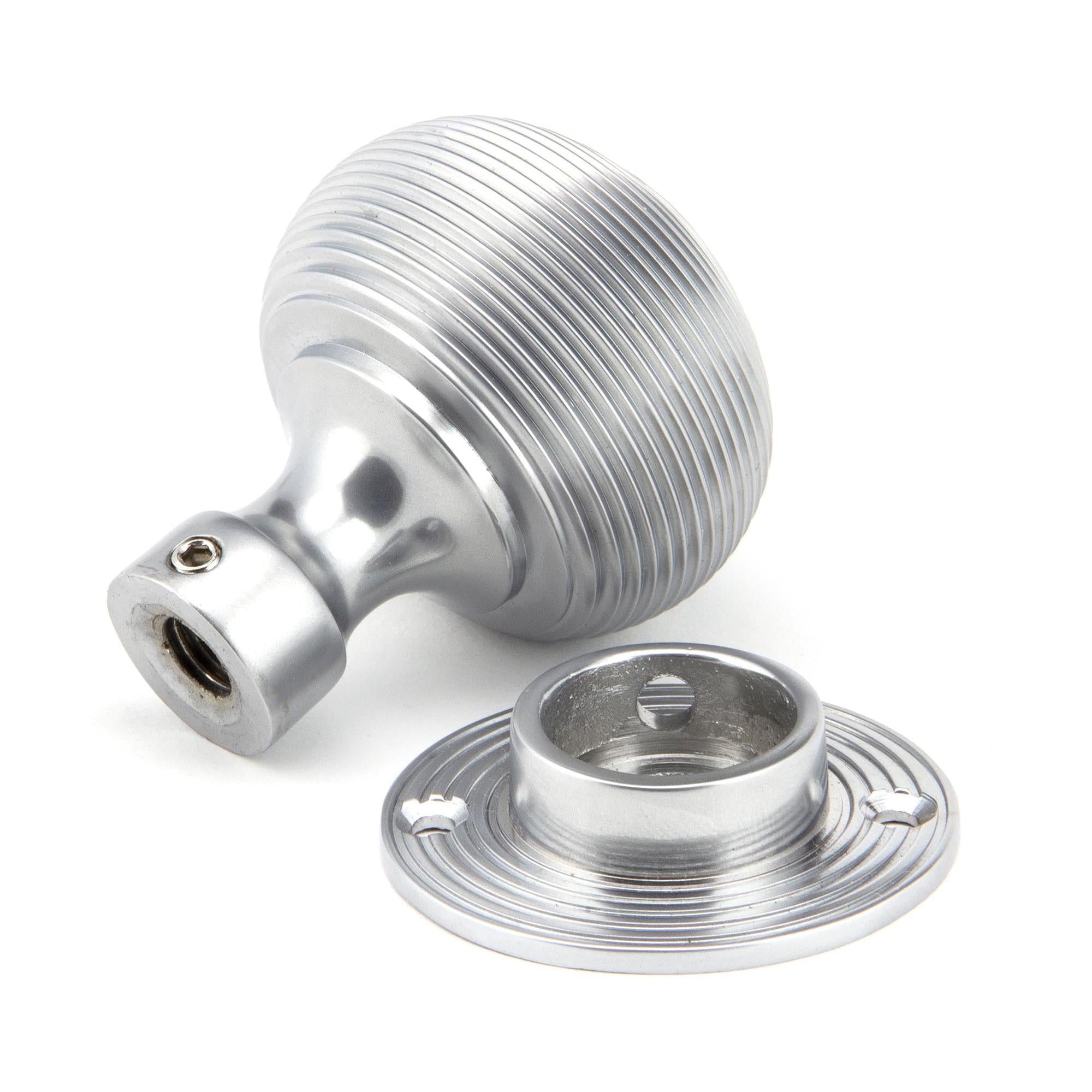 Satin Chrome Heavy Beehive Mortice/Rim Knob Set | From The Anvil - Mortice Knobs - From The Anvil - Yester Home