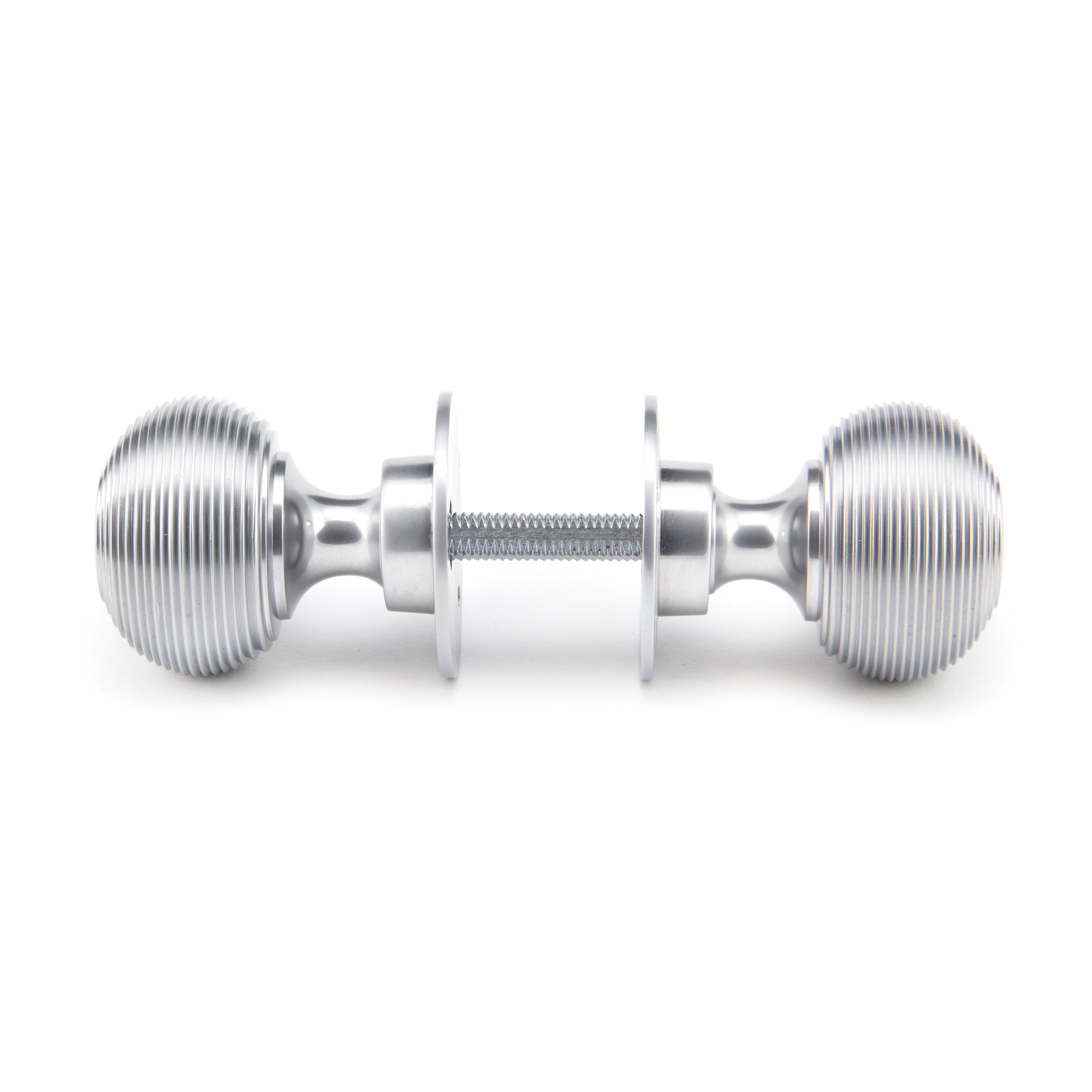 Satin Chrome Heavy Beehive Mortice/Rim Knob Set | From The Anvil-Mortice Knobs-Yester Home