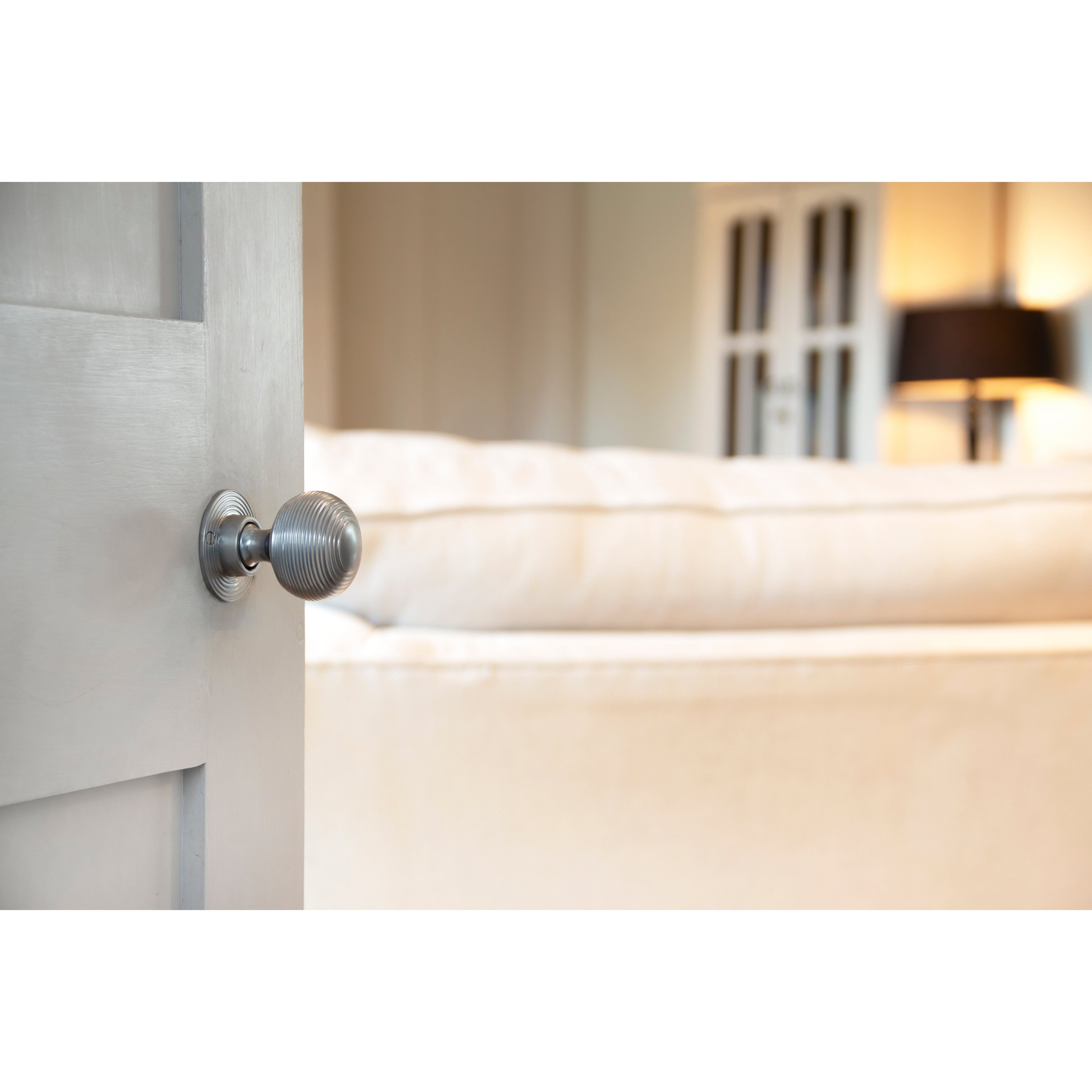 Satin Chrome Heavy Beehive Mortice/Rim Knob Set | From The Anvil-Mortice Knobs-Yester Home
