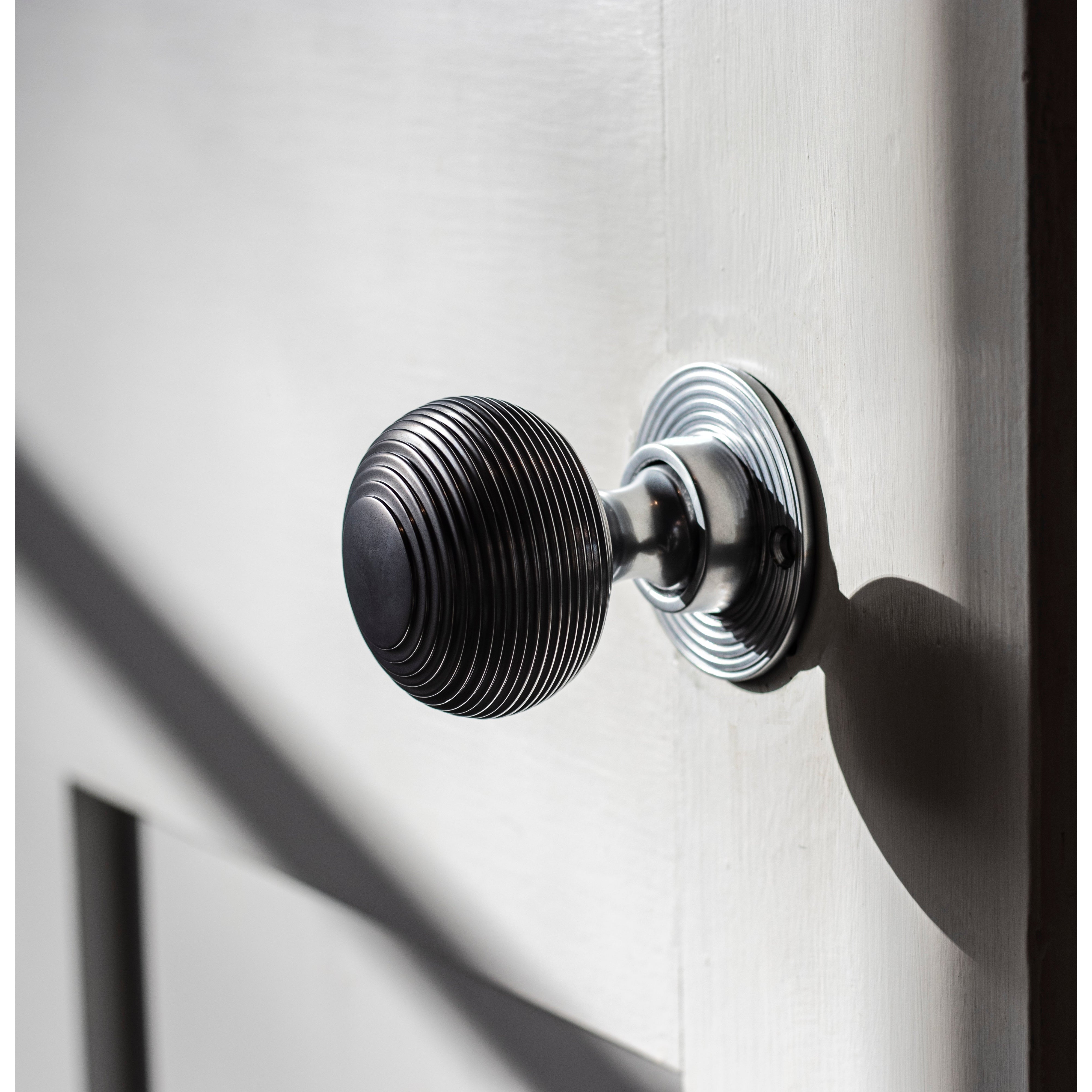 Satin Chrome Heavy Beehive Mortice/Rim Knob Set | From The Anvil-Mortice Knobs-Yester Home