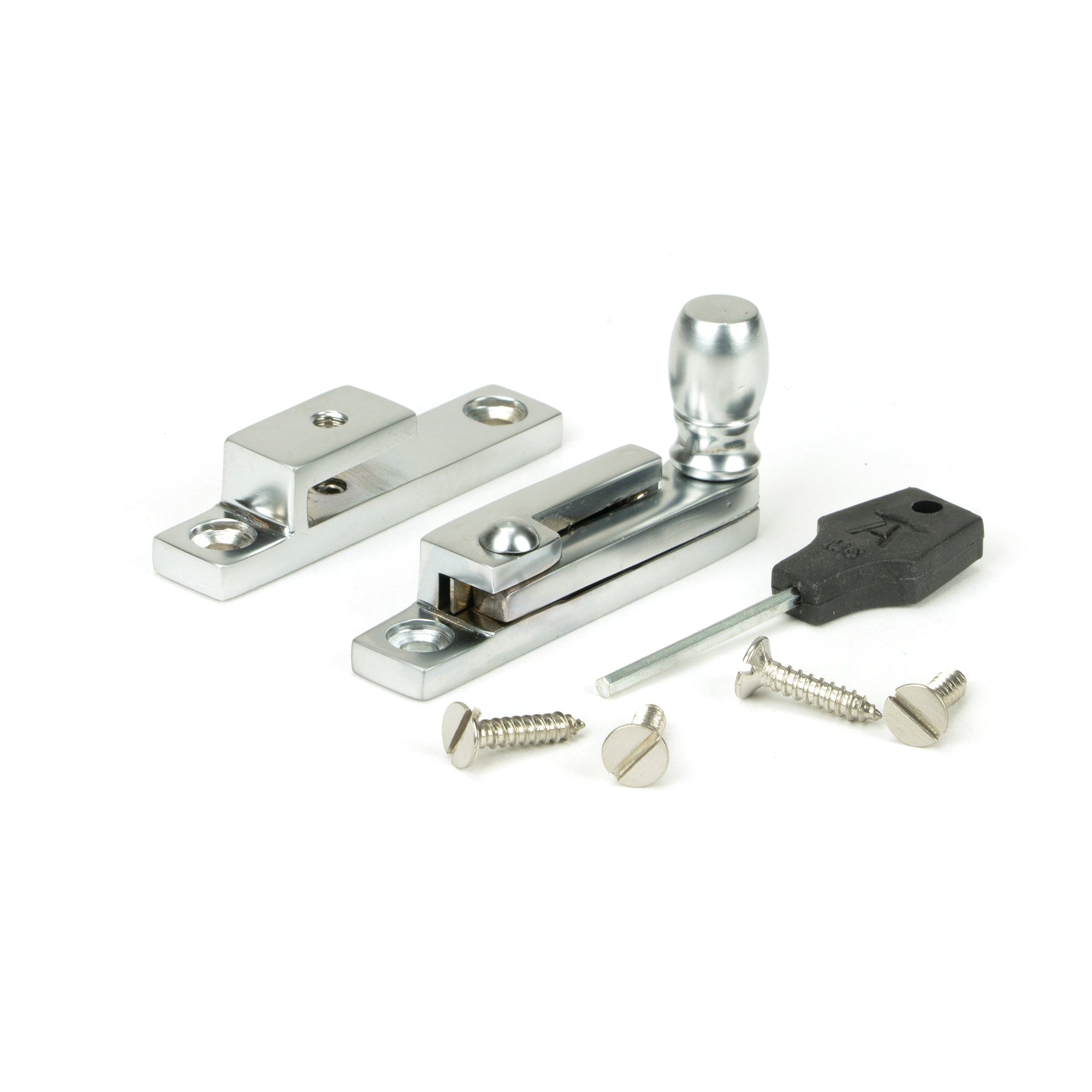 Satin Chrome Mushroom Quadrant Fastener - Narrow | From The Anvil-Quadrant Fasteners-Yester Home