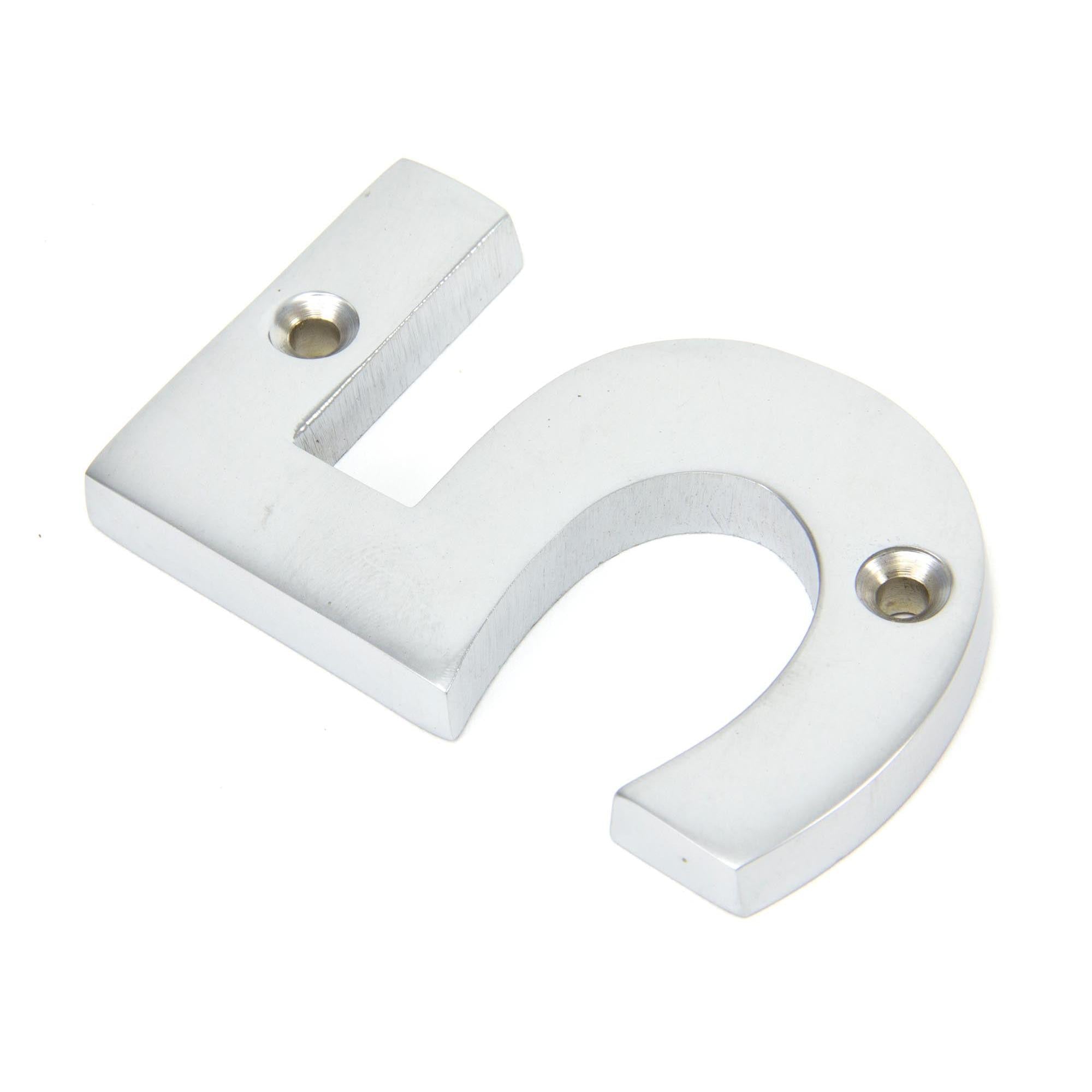 Satin Chrome Numeral 5 | From The Anvil - Numerals - From The Anvil - Yester Home
