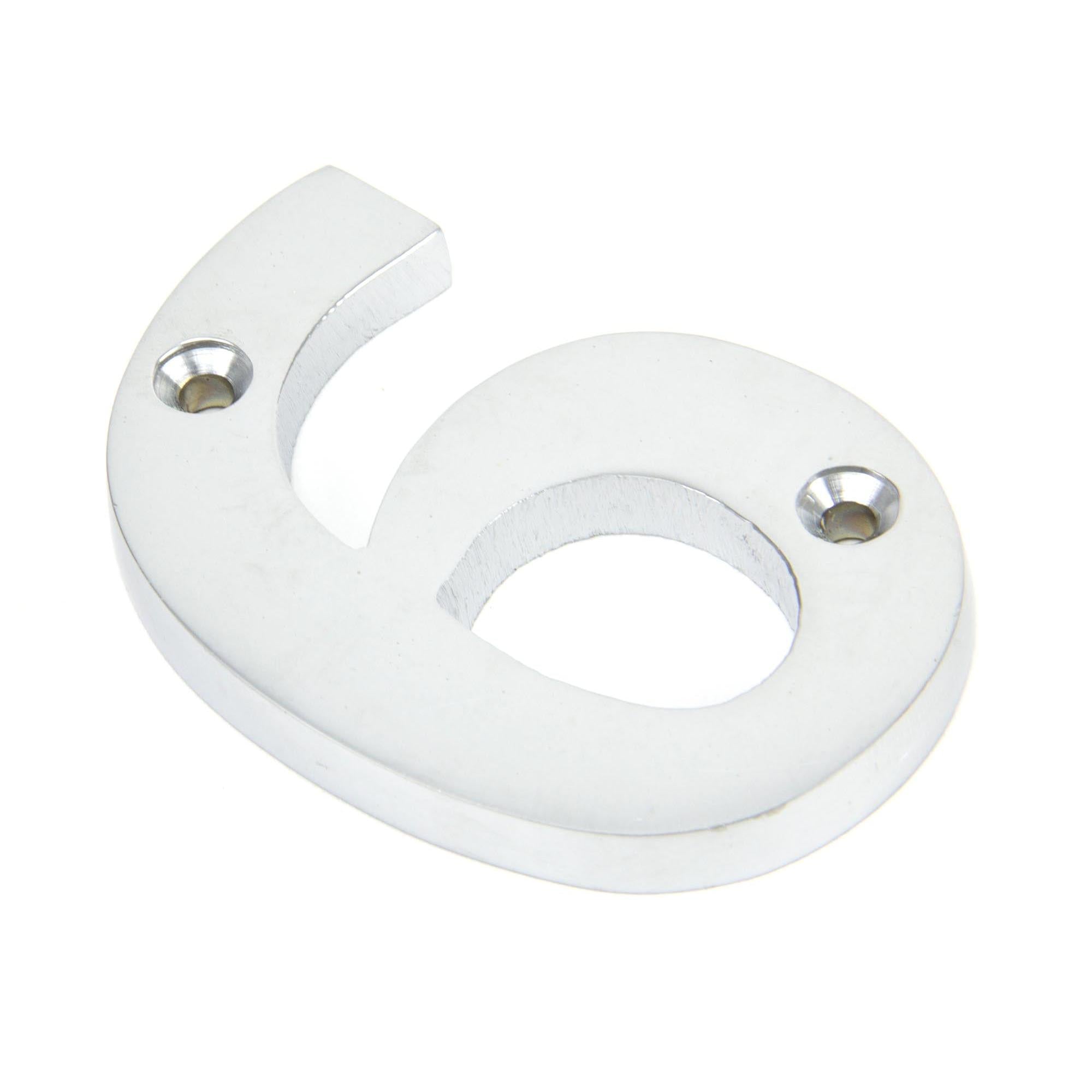 Satin Chrome Numeral 6 | From The Anvil - Numerals - From The Anvil - Yester Home