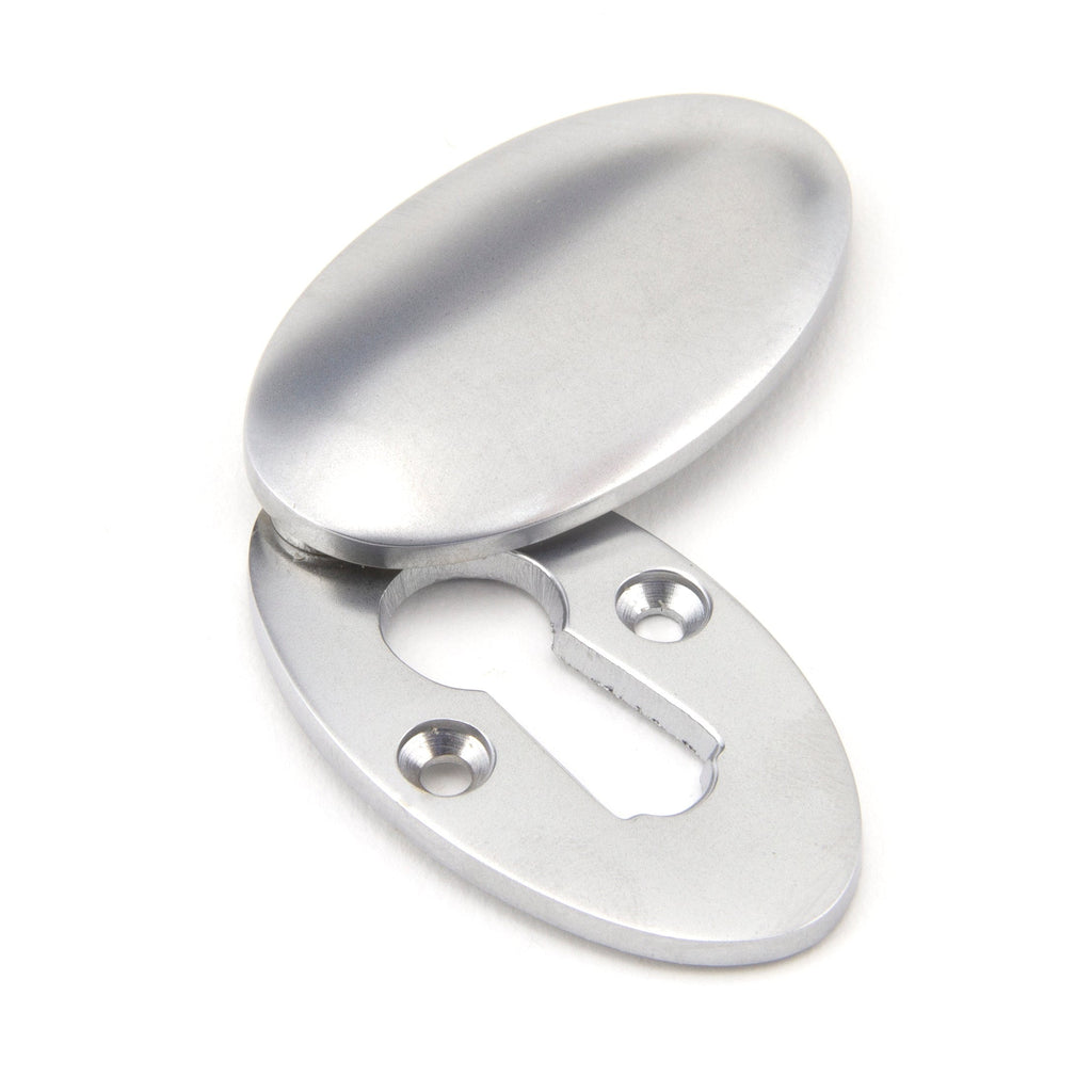 Satin Chrome Oval Escutcheon & Cover | From The Anvil-Escutcheons-Yester Home