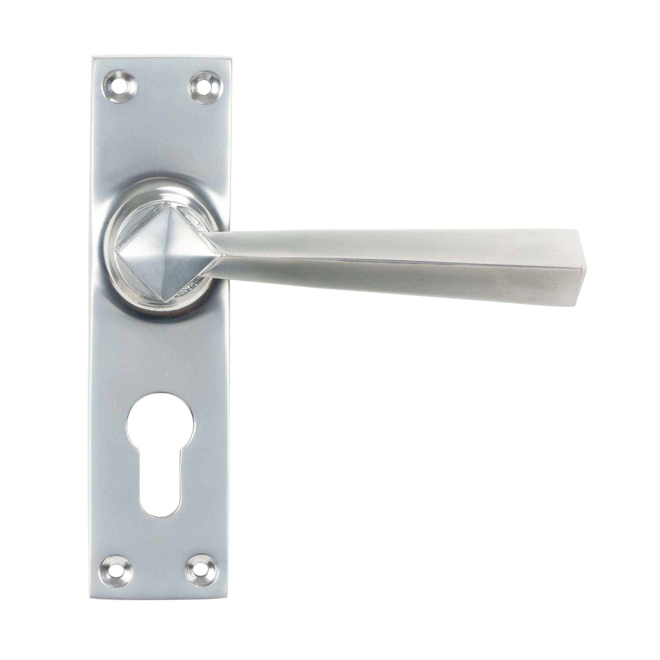 Satin Chrome Straight Lever Euro Lock Set | From The Anvil - Lever Euro - From The Anvil - Yester Home