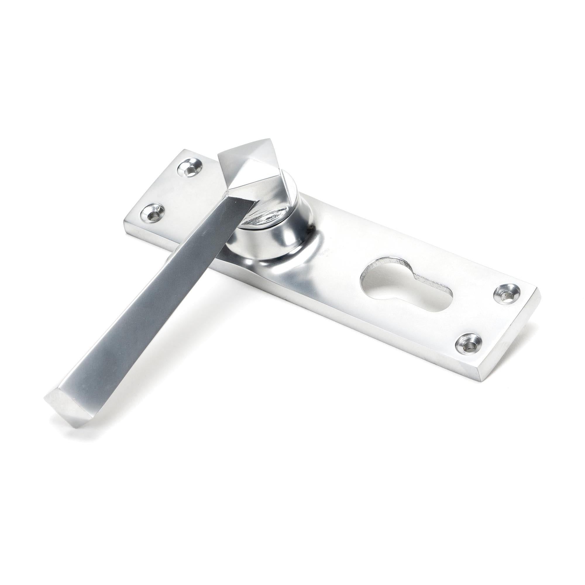 Satin Chrome Straight Lever Euro Lock Set | From The Anvil - Lever Euro - From The Anvil - Yester Home