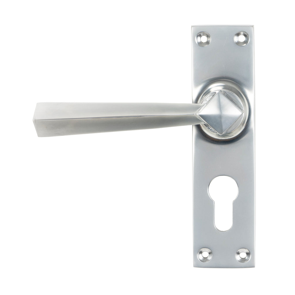 Satin Chrome Straight Lever Euro Lock Set | From The Anvil-Lever Euro-Yester Home