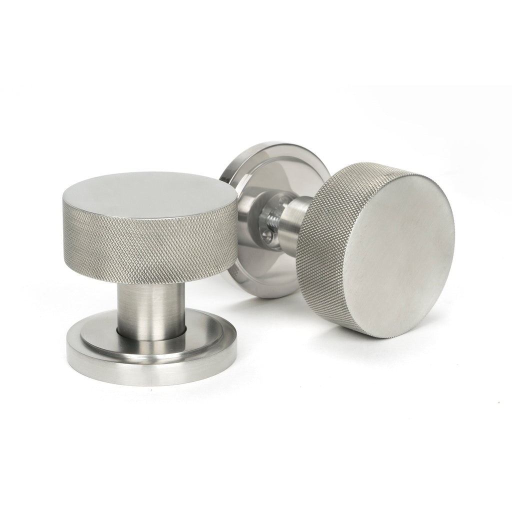 Satin Marine SS (316) Brompton Mortice/Rim Knob Set (Art Deco) | From The Anvil-Mortice Knobs-Yester Home
