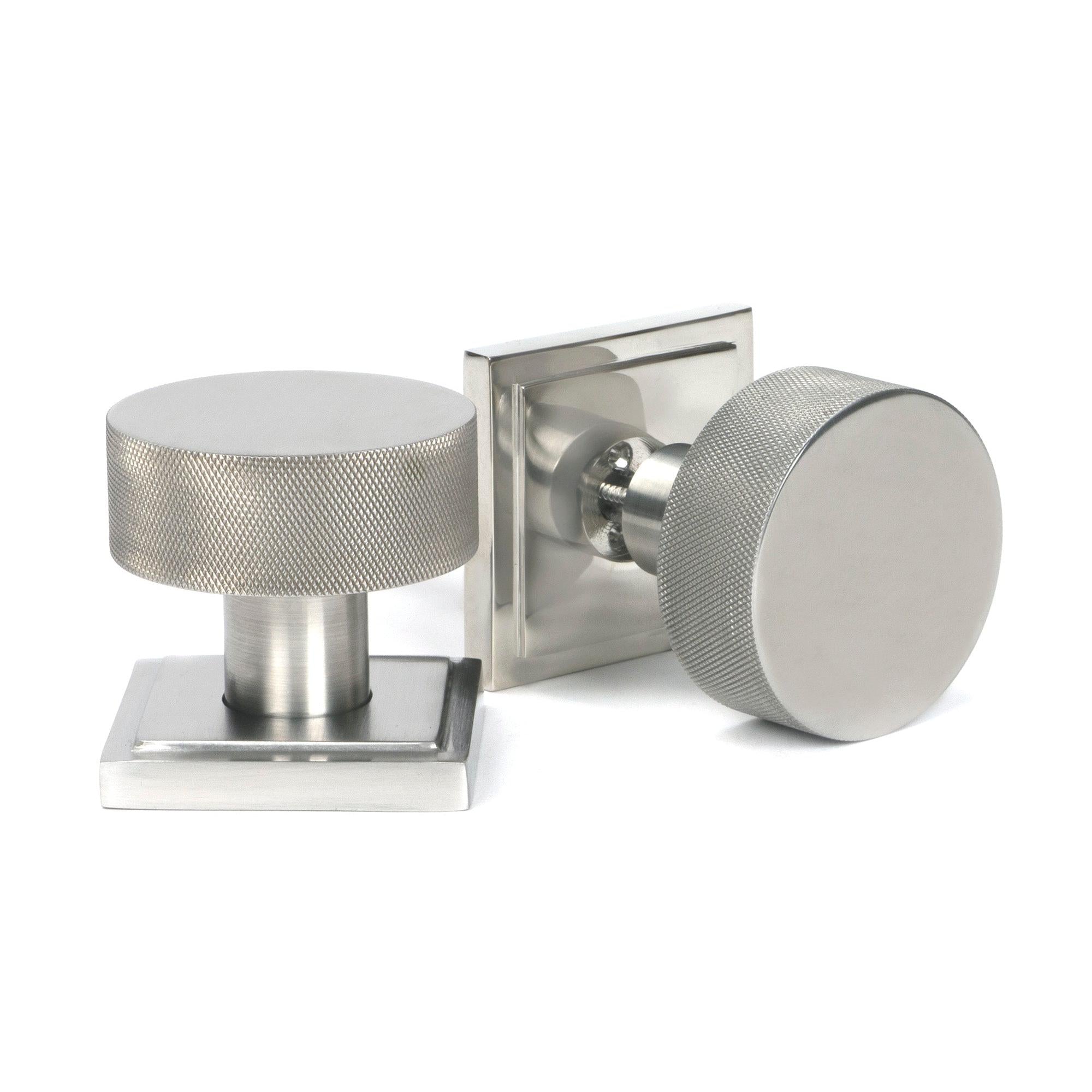 Satin Marine SS (316) Brompton Mortice/Rim Knob Set (Square) | From The Anvil - Mortice Knobs - From The Anvil - Yester Home