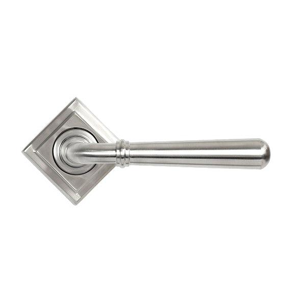 Satin Marine SS (316) Newbury Lever on Rose Set (Square) - Unsprung | From The Anvil-Concealed-Yester Home