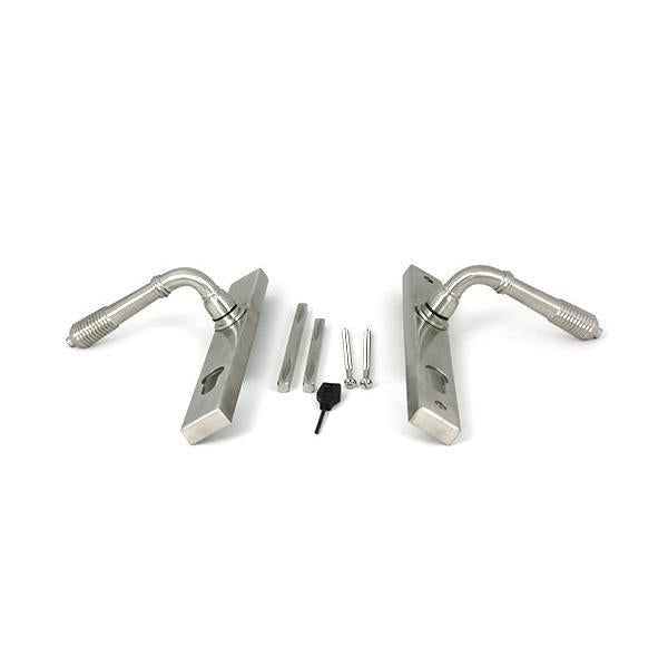 Satin Marine SS (316) Reeded Slimline Lever Espag. Lock Set - Espagnolette - From The Anvil - Yester Home