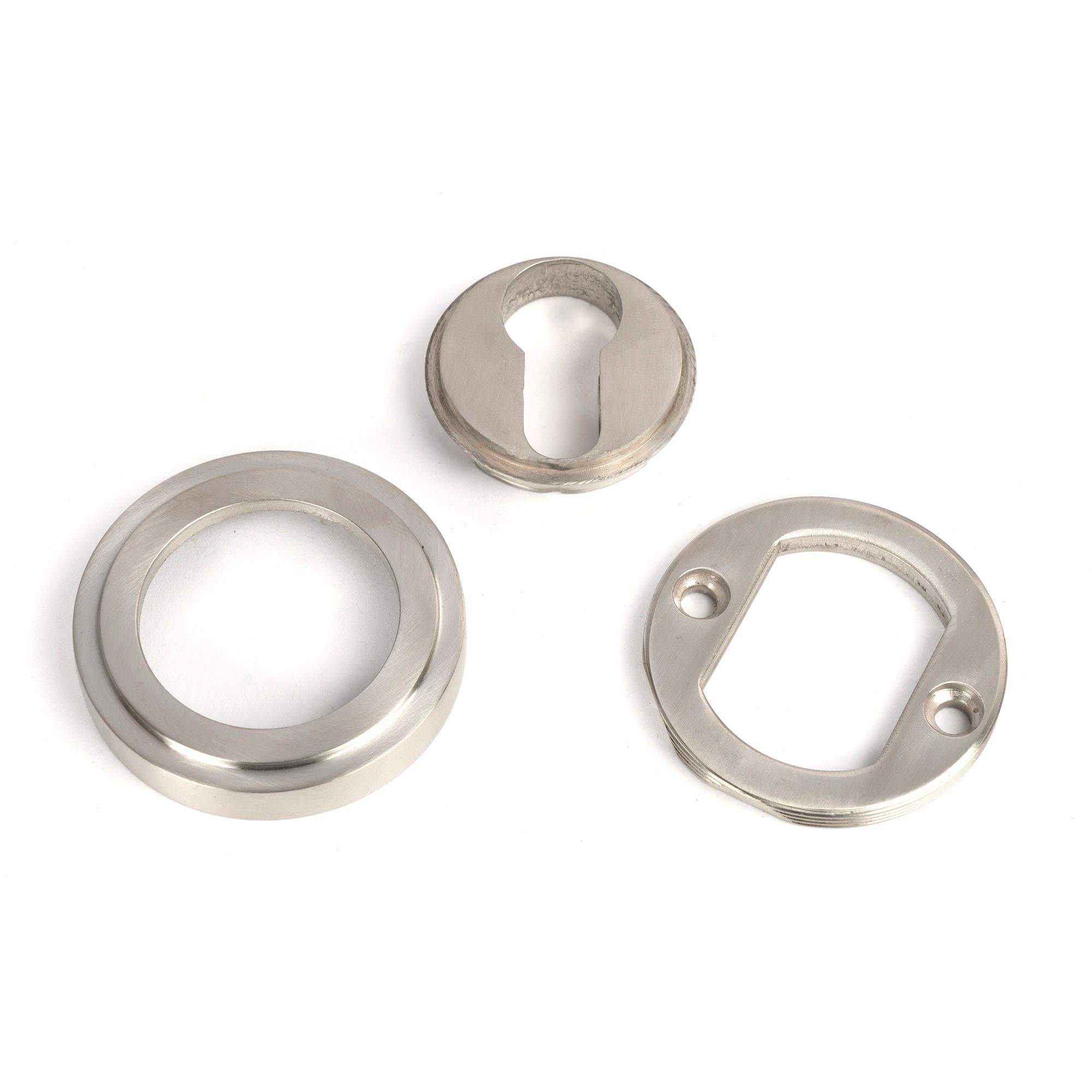 Satin Marine SS (316) Round Euro Escutcheon (Art Deco) | From The Anvil - Euro Escutcheons - From The Anvil - Yester Home