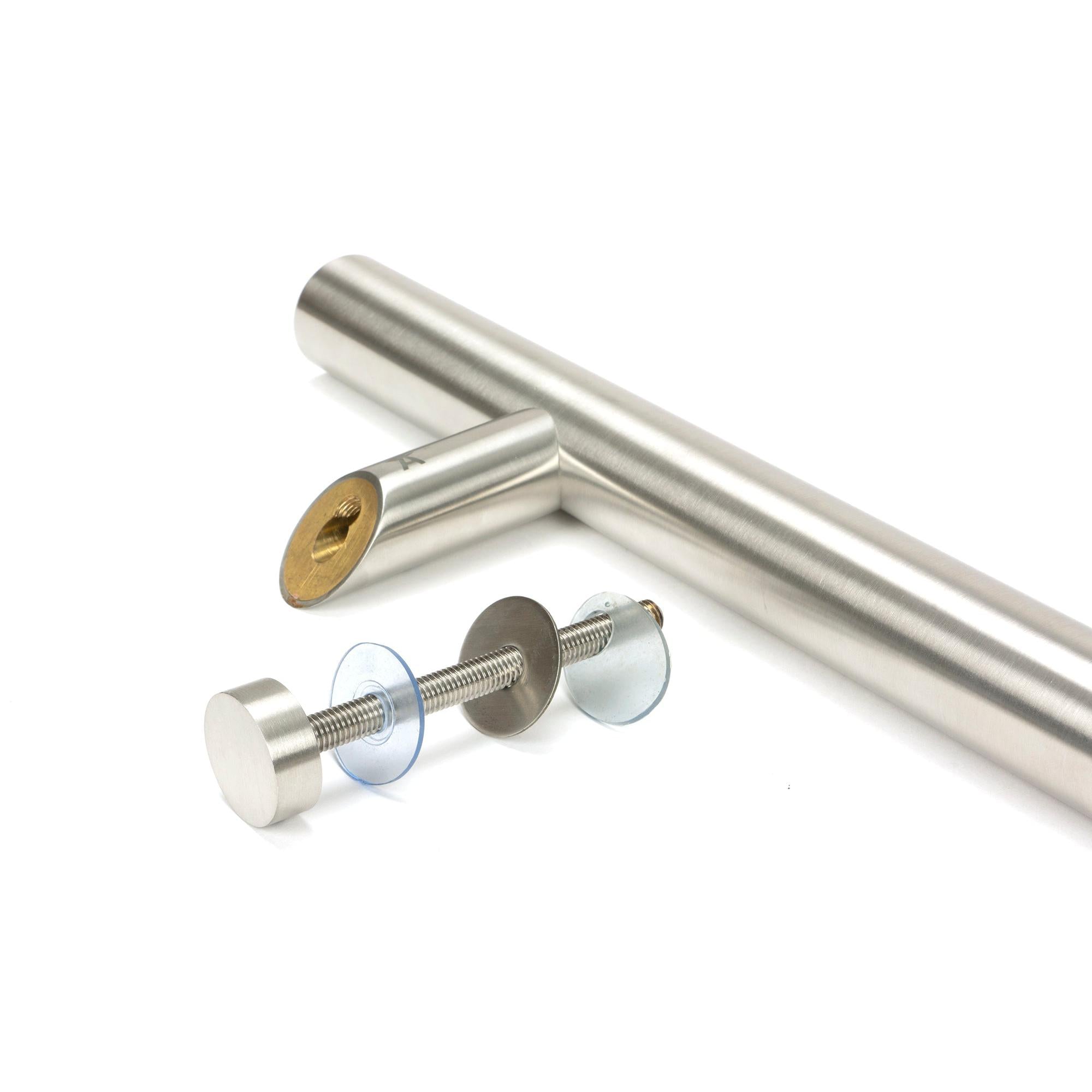 Satin SS (304) 100mm Bolt Fixings for T Bar (2) - Offset | From The Anvil - Door Pull Handles - From The Anvil - Yester Home