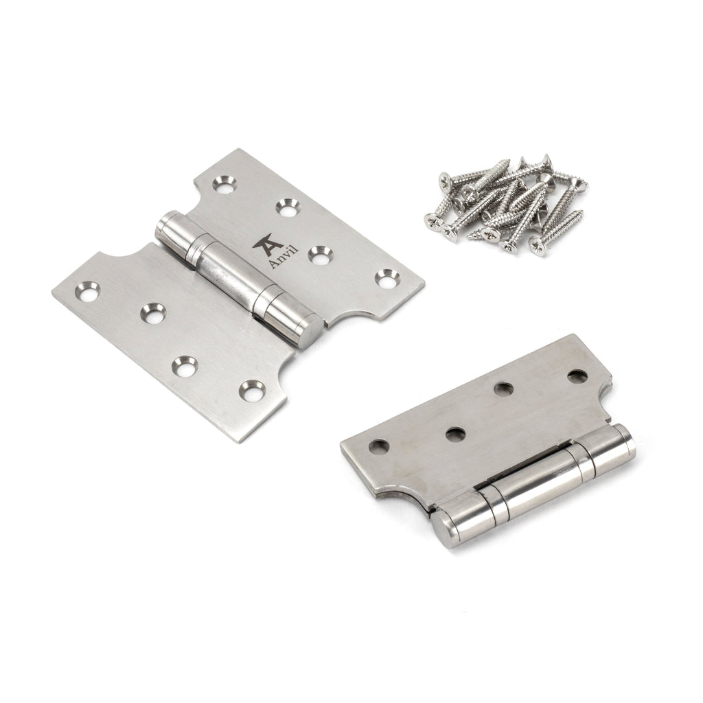 Satin SS 4" x 2" x 4" Parliament Hinge (pair) | From The Anvil-Parliament Hinges-Yester Home