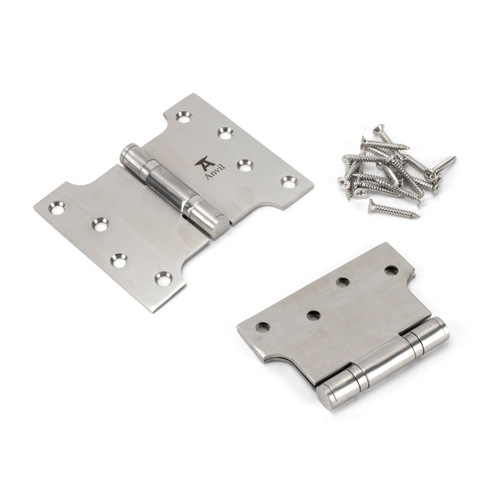 Satin SS 4" x 3" x 5" Parliament Hinge (pair) | From The Anvil-Parliament Hinges-Yester Home