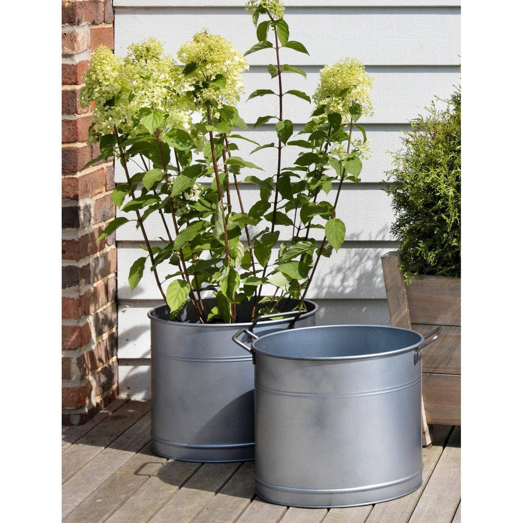 Set of 2 Buckets - Galvanised Steel-Pots, Planters & Troughs-Yester Home