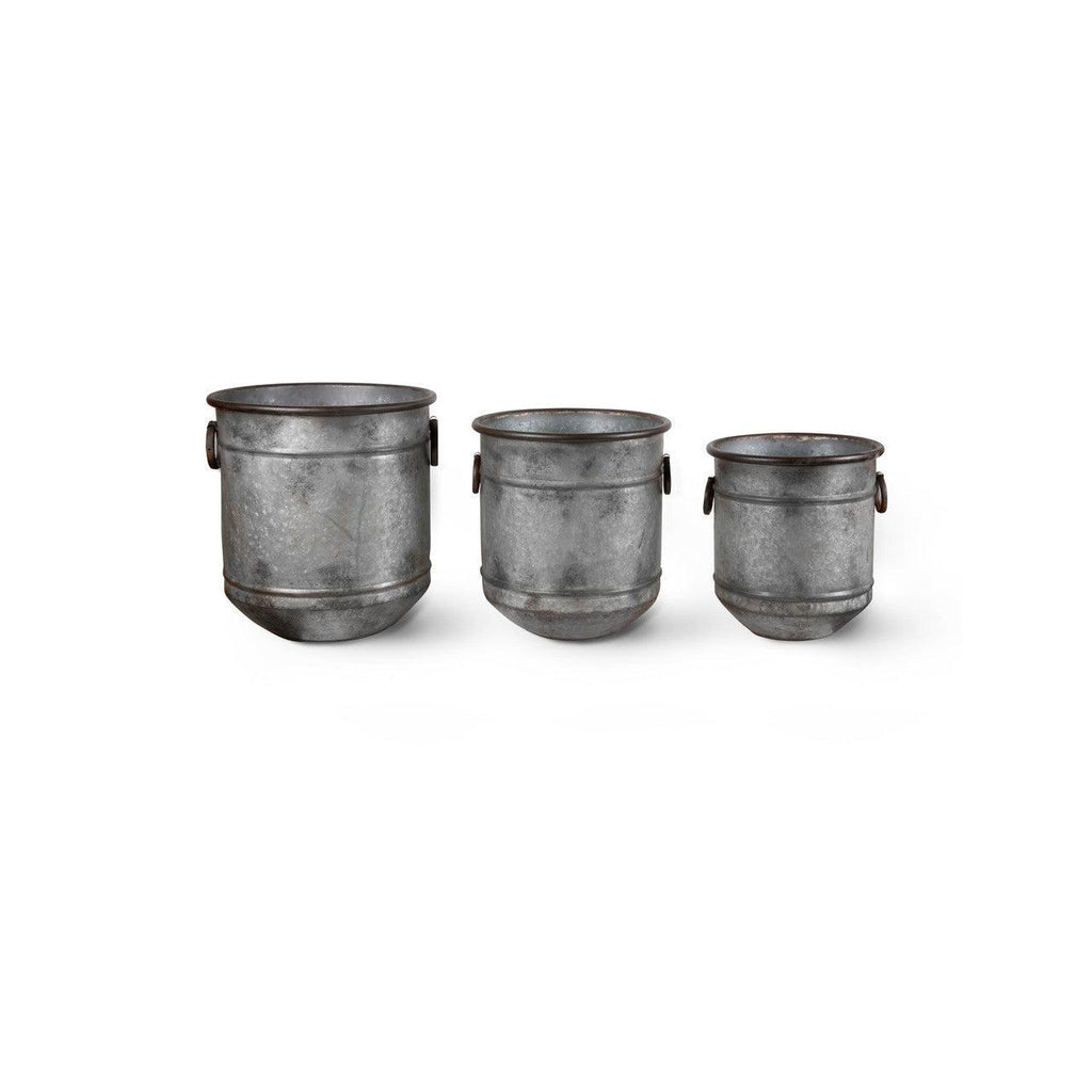 Set of 3 Malmesbury Planters - Galvanised Steel-Pots, Planters & Troughs-Yester Home