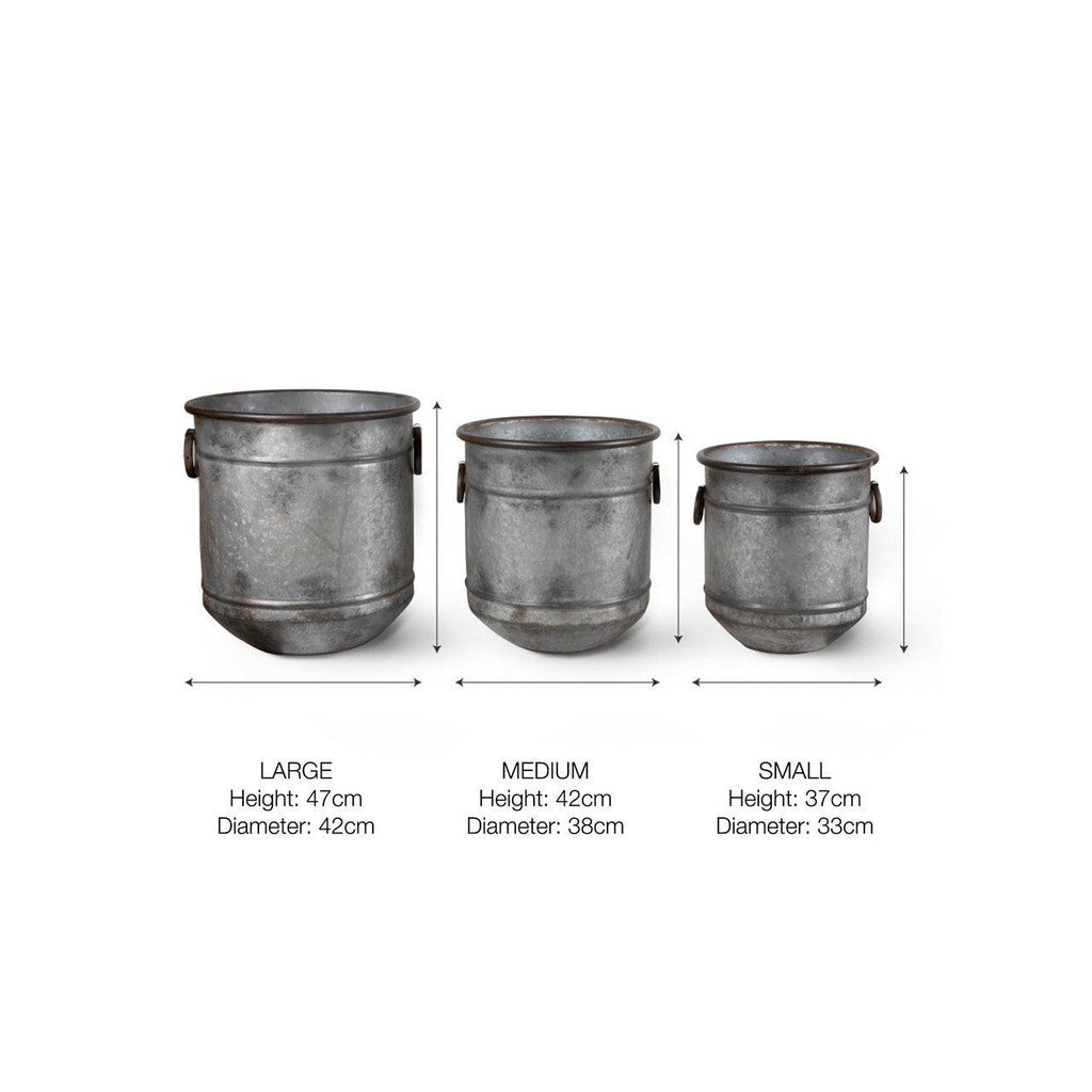Set of 3 Malmesbury Planters - Galvanised Steel-Pots, Planters & Troughs-Yester Home