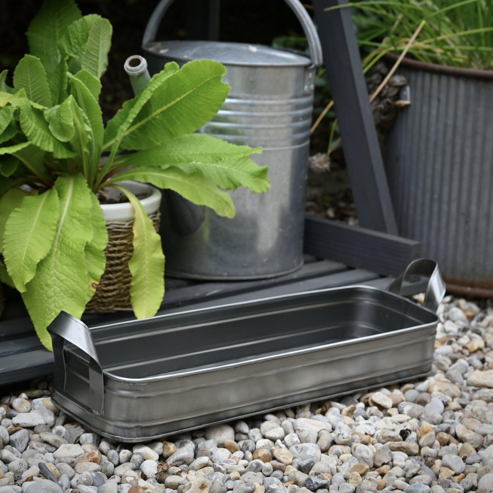 Set of 3 Oblong Metal Planters-Planters-Yester Home