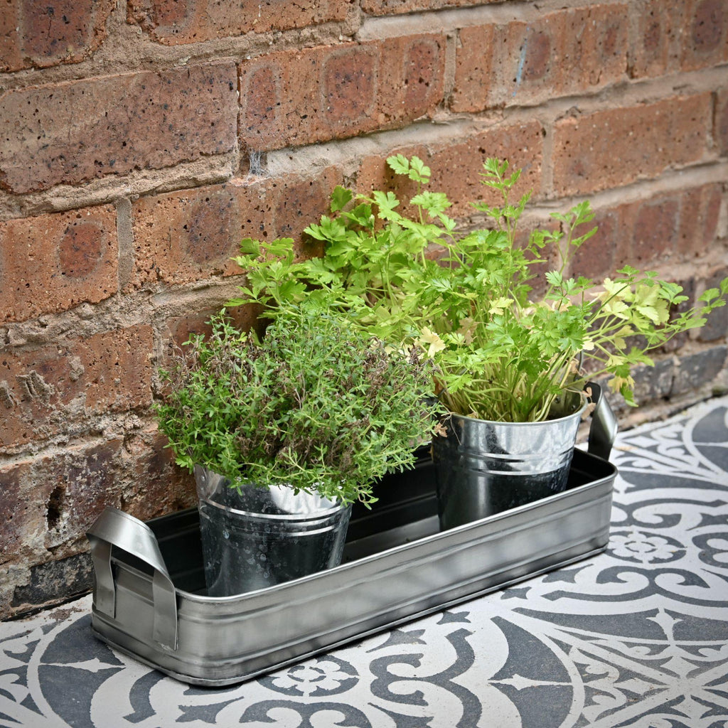 Set of 3 Oblong Metal Planters-Planters-Yester Home