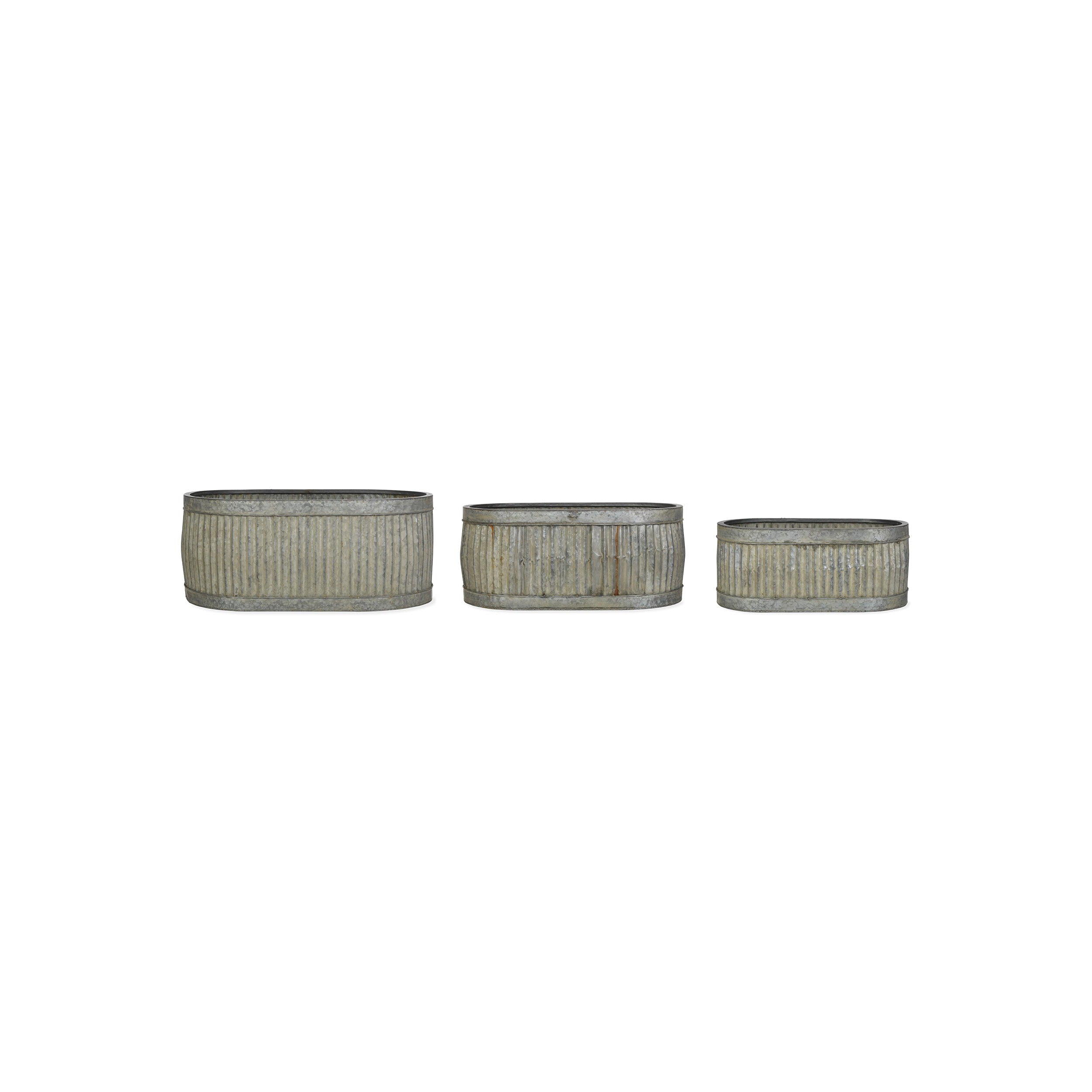 Set of 3 Oval Vence Planters-Planters-Yester Home