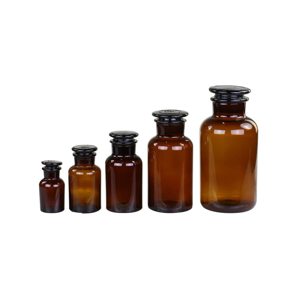 Set of 5 Amber Glass Apothecary Jars-Glass Jars-Yester Home