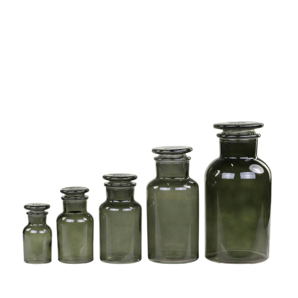 Set of 5 Smoke Glass Apothecary Jars-Glass Jars-Yester Home