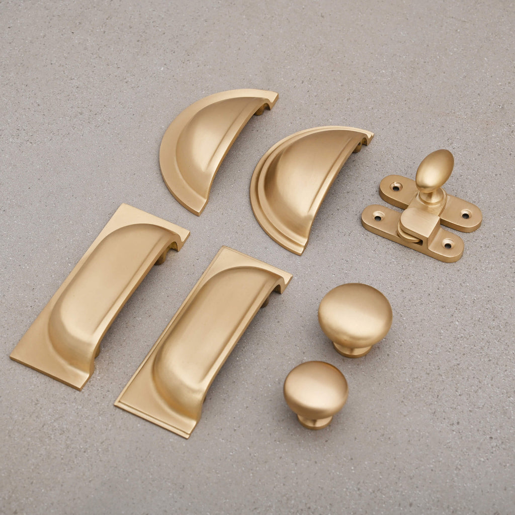Shropshire Brushed Satin Brass Cupboard Handles-Cabinet Handles-Yester Home