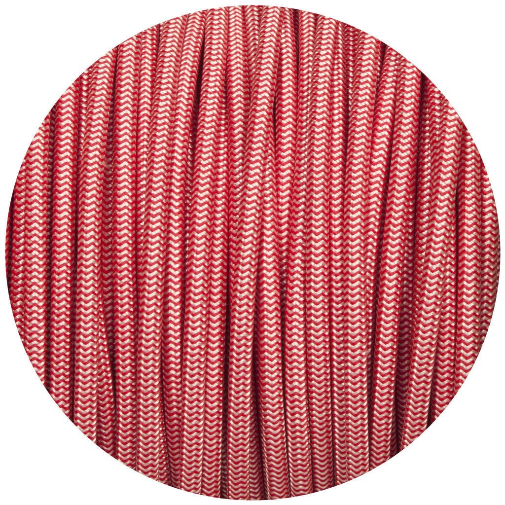 Silver & Red Round Fabric Braided Cable-Fabric Cable-Yester Home