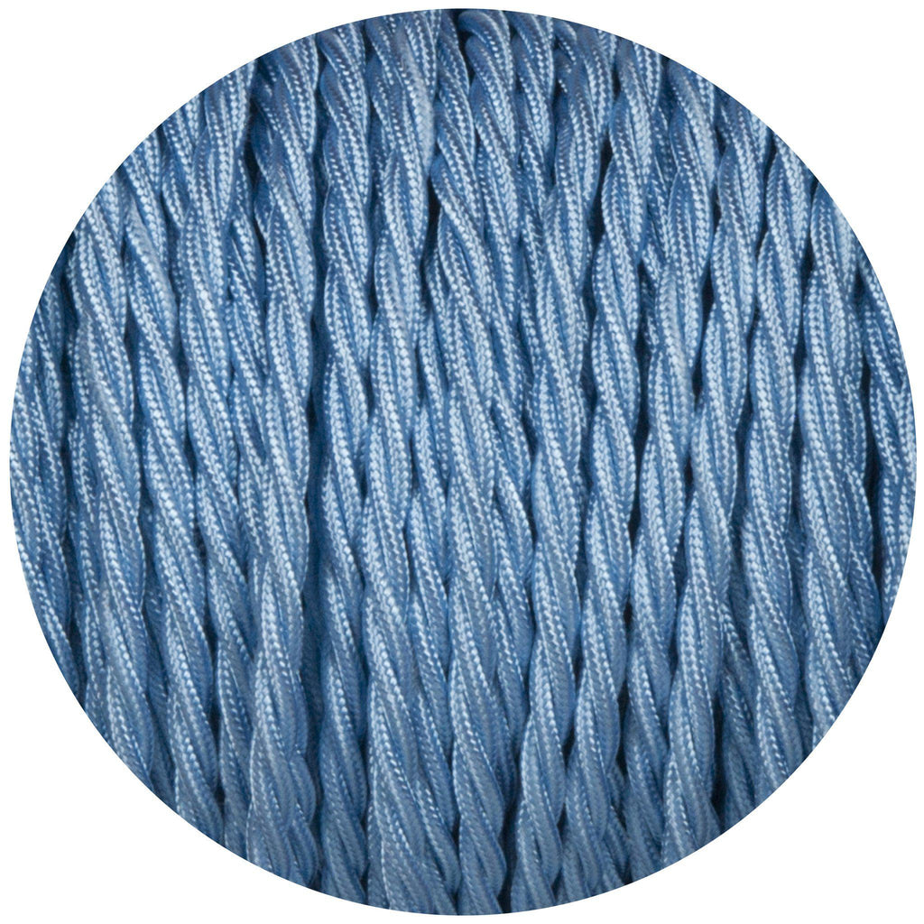 Sky Blue Twisted Fabric Braided Cable-Fabric Cable-Yester Home