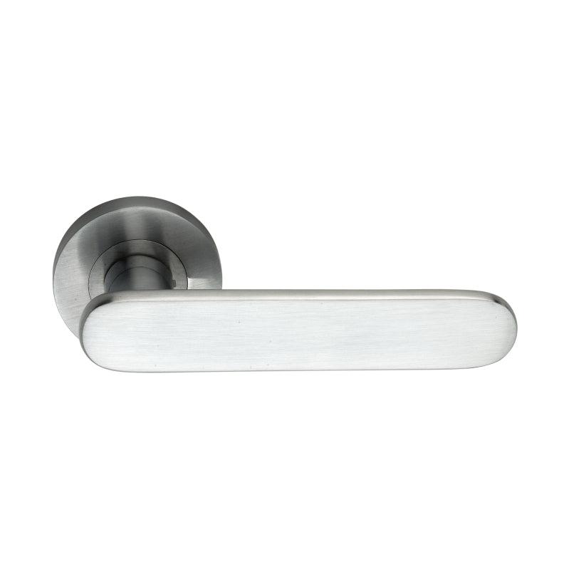 Skyla Lever Door Handle Satin Chrome-Levers on Rose-Yester Home