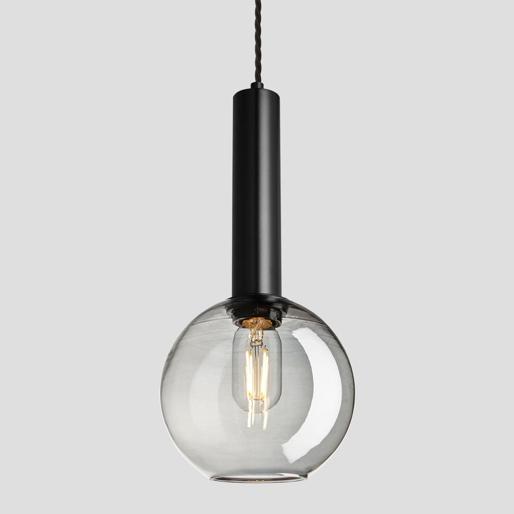 Sleek Cylinder Tinted Glass Globe Pendant Light - 7 Inch - Smoke Grey-Ceiling Lights-Yester Home