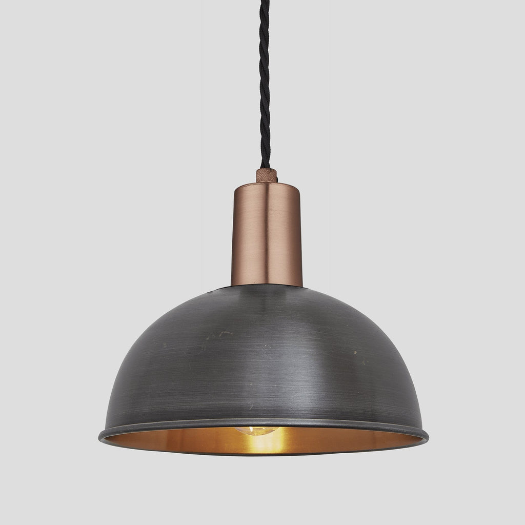 Sleek Dome Pendant - 8 Inch - Pewter & Copper-Ceiling Lights-Yester Home