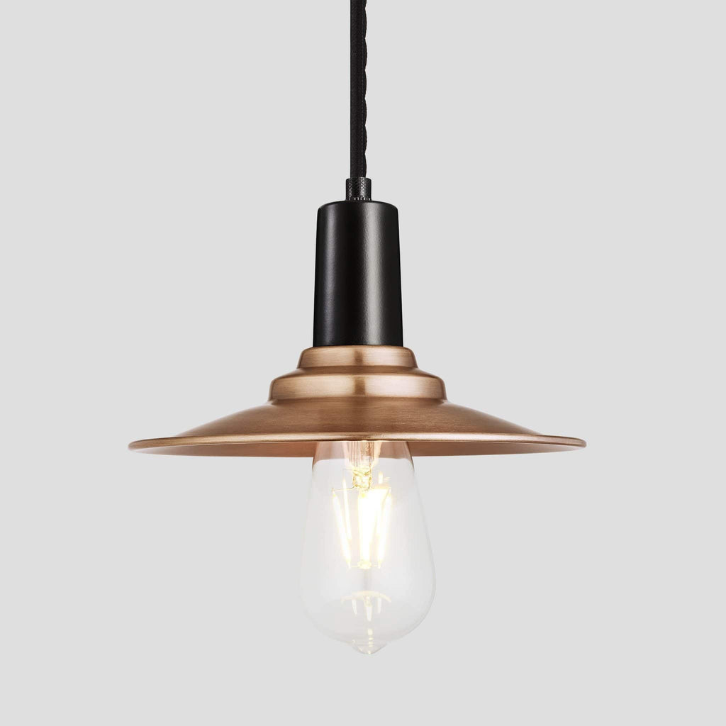 Sleek Flat Pendant - 8 Inch - Copper-Ceiling Lights-Yester Home