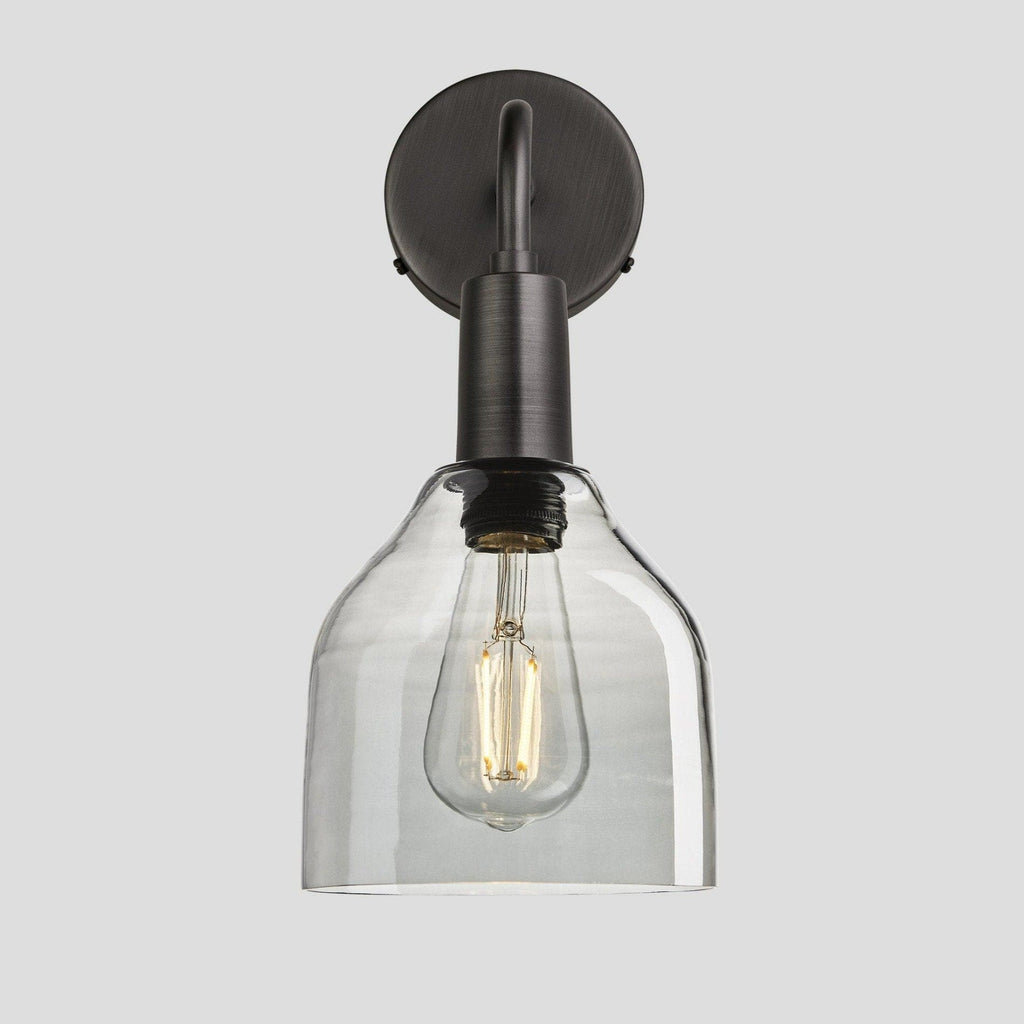 Sleek Tinted Glass Cone Wall Light - 6 Inch - Smoke Grey-Wall Lights-Yester Home