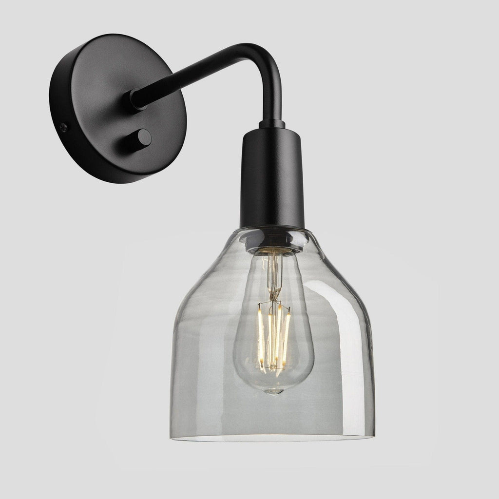 Sleek Tinted Glass Cone Wall Light - 6 Inch - Smoke Grey-Wall Lights-Yester Home