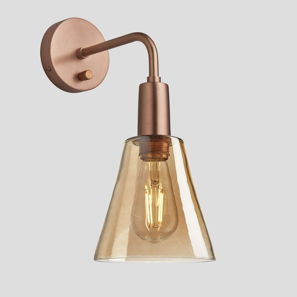 Sleek Tinted Glass Flask Wall Light - 6 Inch - Amber-Wall Lights-Yester Home