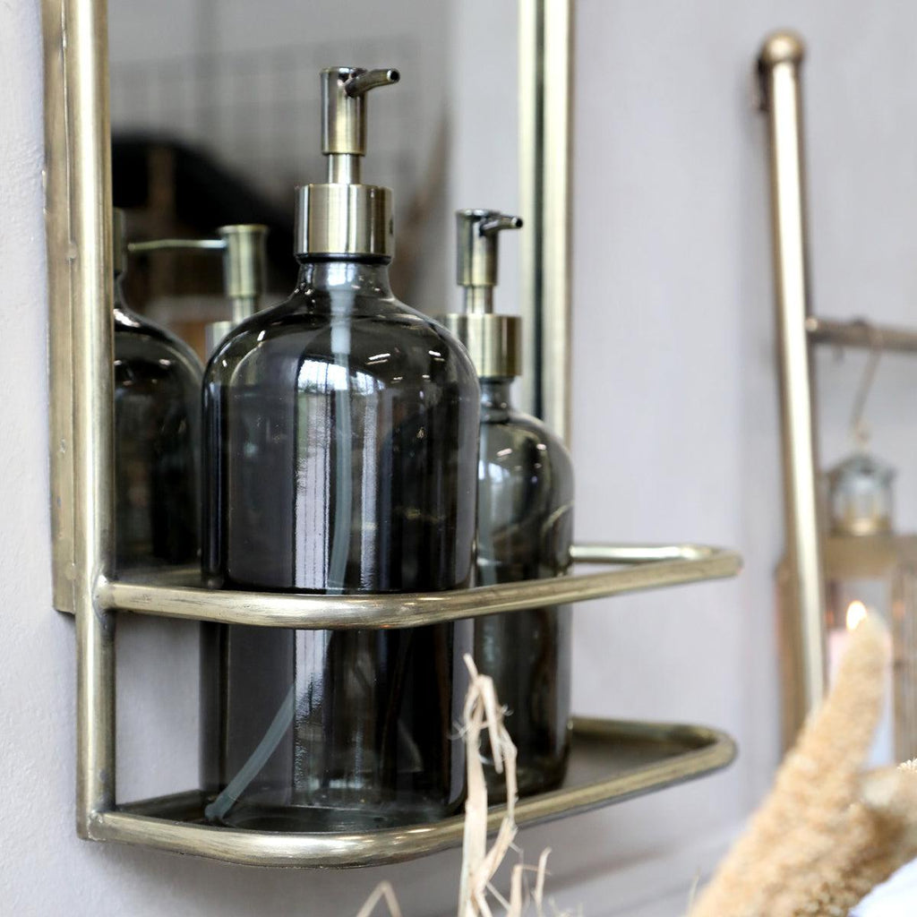 Smoke Glass Bottle Soap Dispenser + Brass Pump-Soap Dispensers-Yester Home