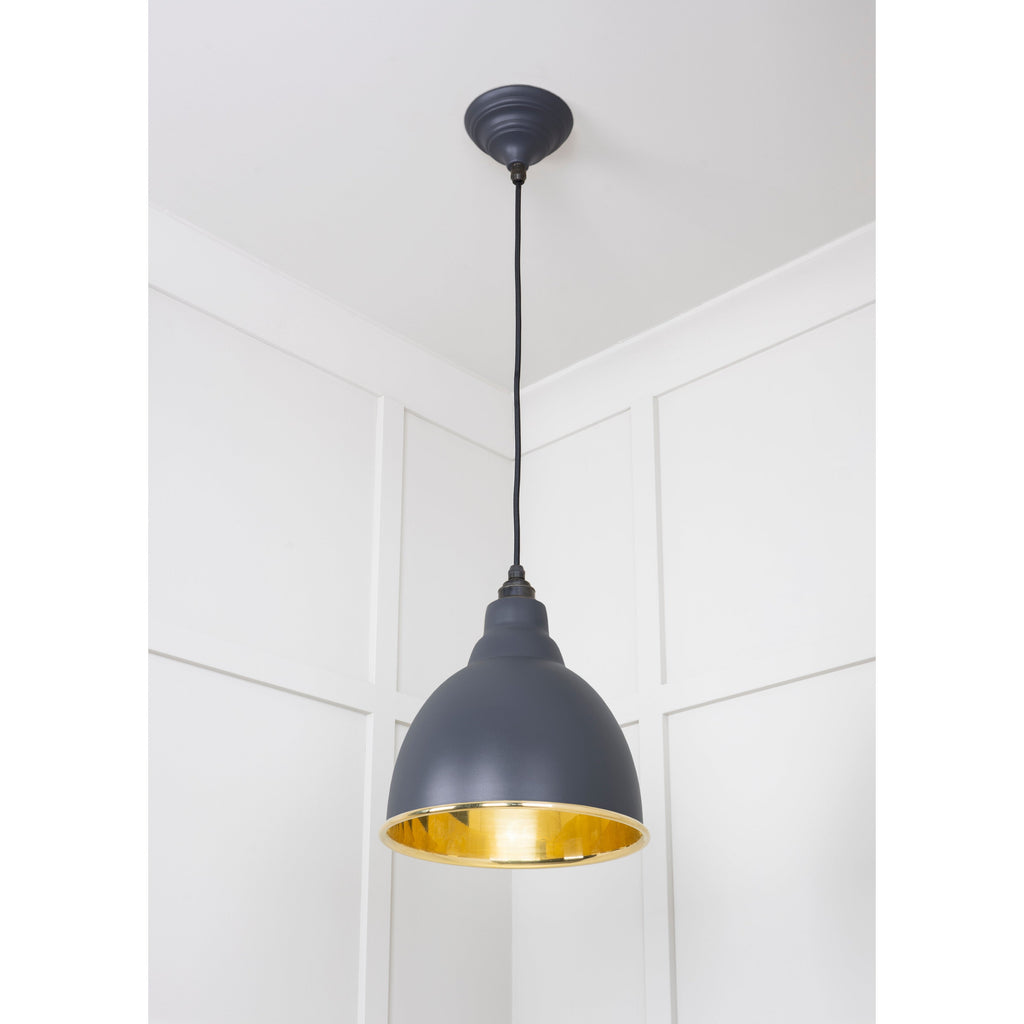 Smooth Brass Brindley Pendant in Slate | From The Anvil-Brindley-Yester Home