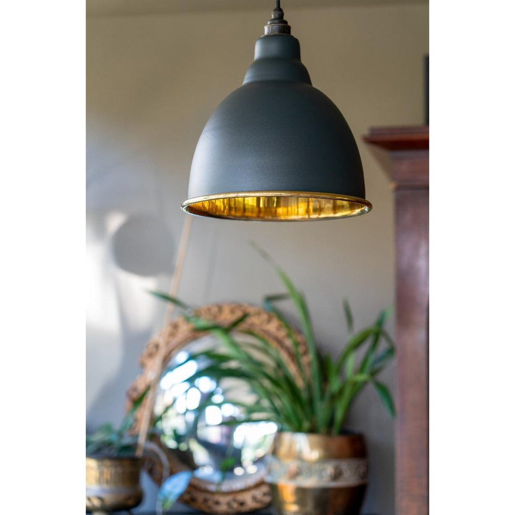 Smooth Brass Brindley Pendant in Soot | From The Anvil-Brindley-Yester Home